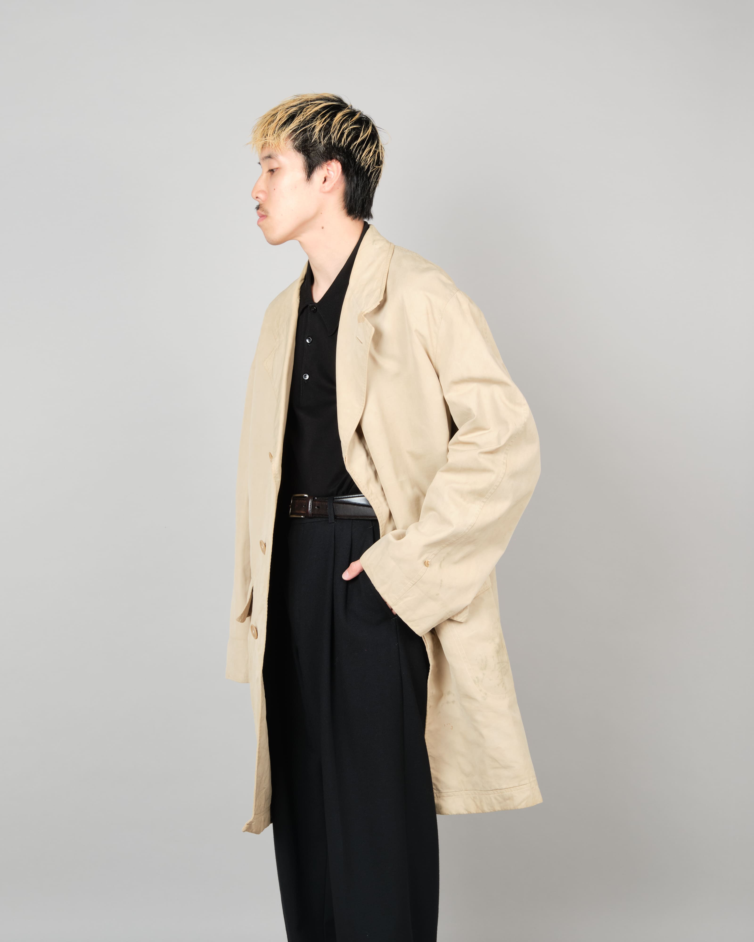 【~50's】Vintage Burberrys Paris Chesterfield Coat C100 Size.46 "Made in France"