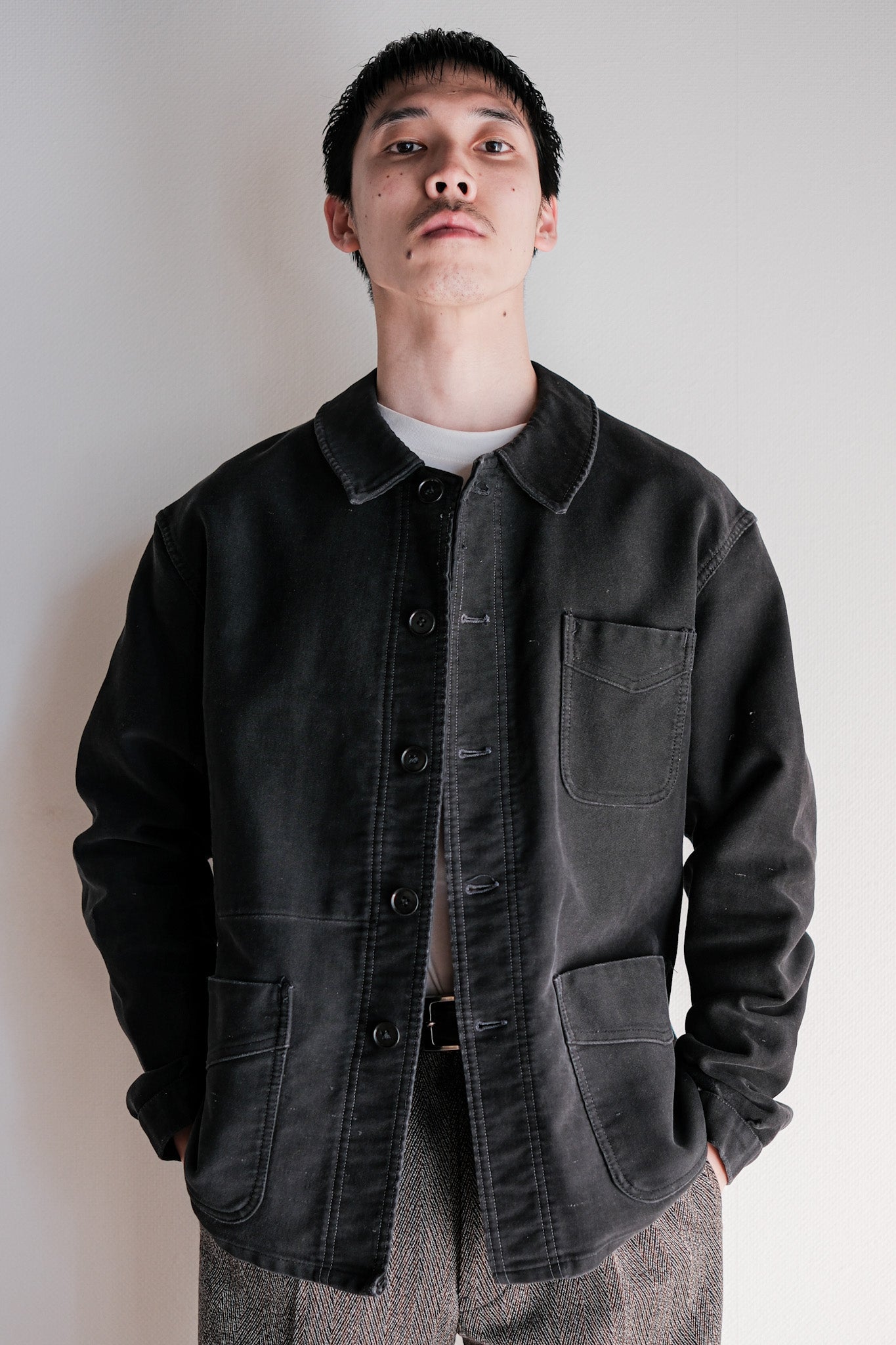 ［~50's］French Vintage Black Moleskin Work Jacket "Adolphe Lafont"