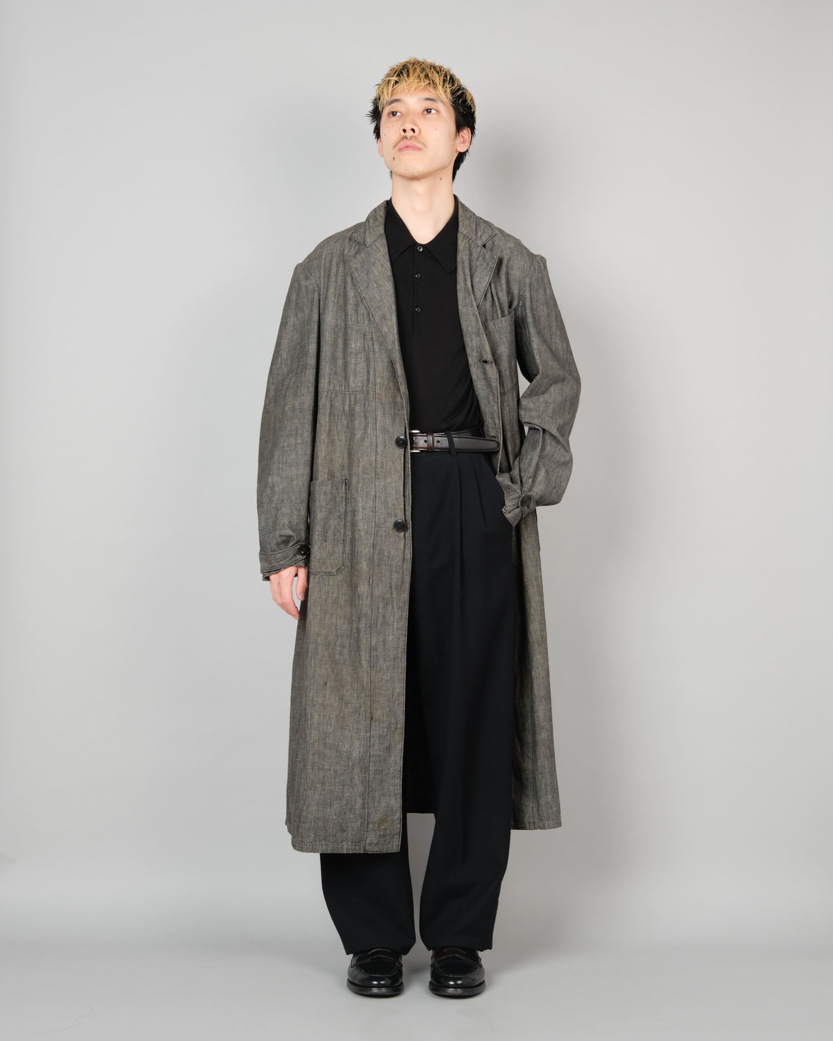 [~50's] French Vintage Metis Black Chambray Atelier Coat