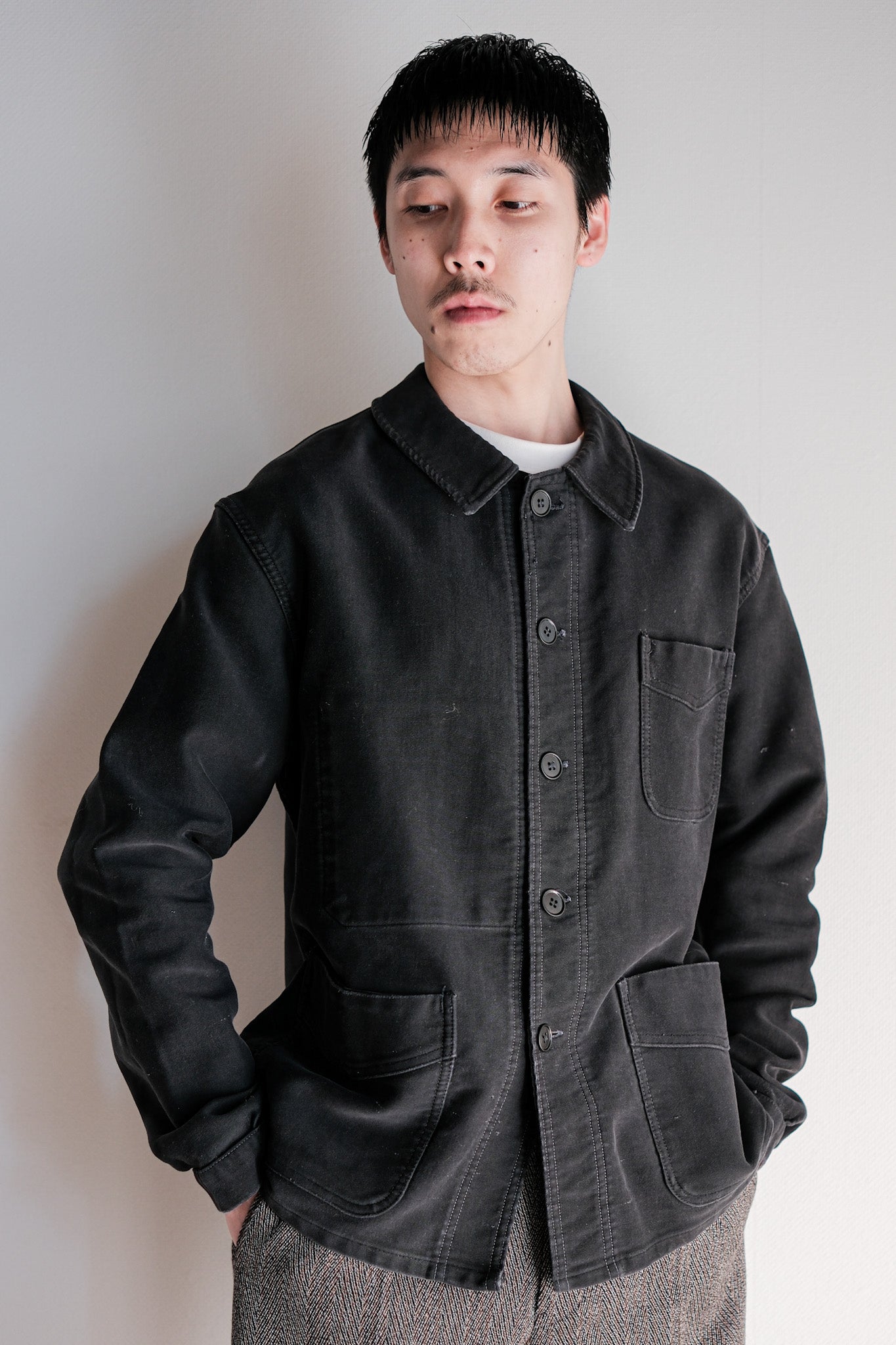 ［~50's］French Vintage Black Moleskin Work Jacket "Adolphe Lafont"