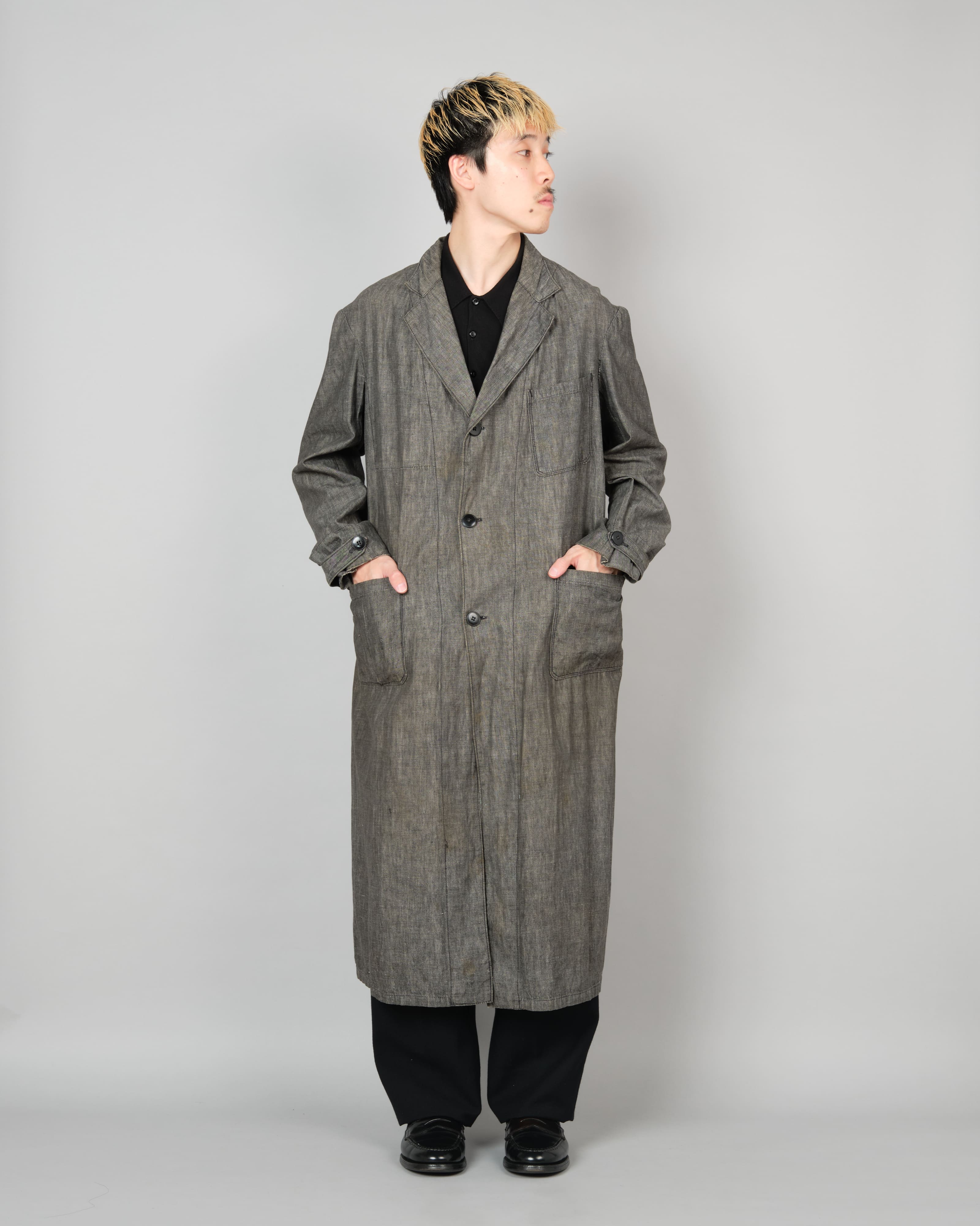 [~50's] French Vintage Metis Black Chambray Atelier Coat