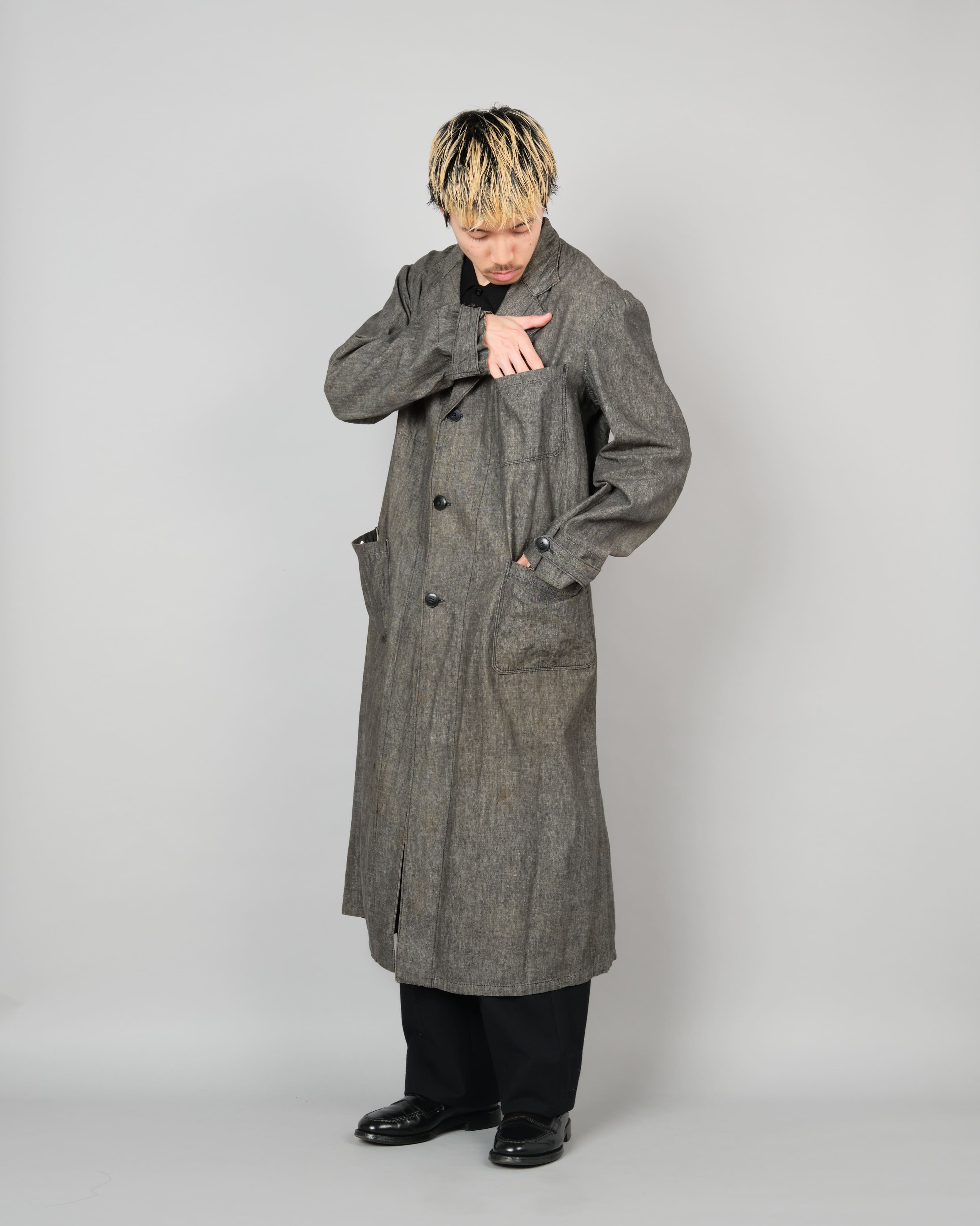 [~50's] French Vintage Metis Black Chambray Atelier Coat