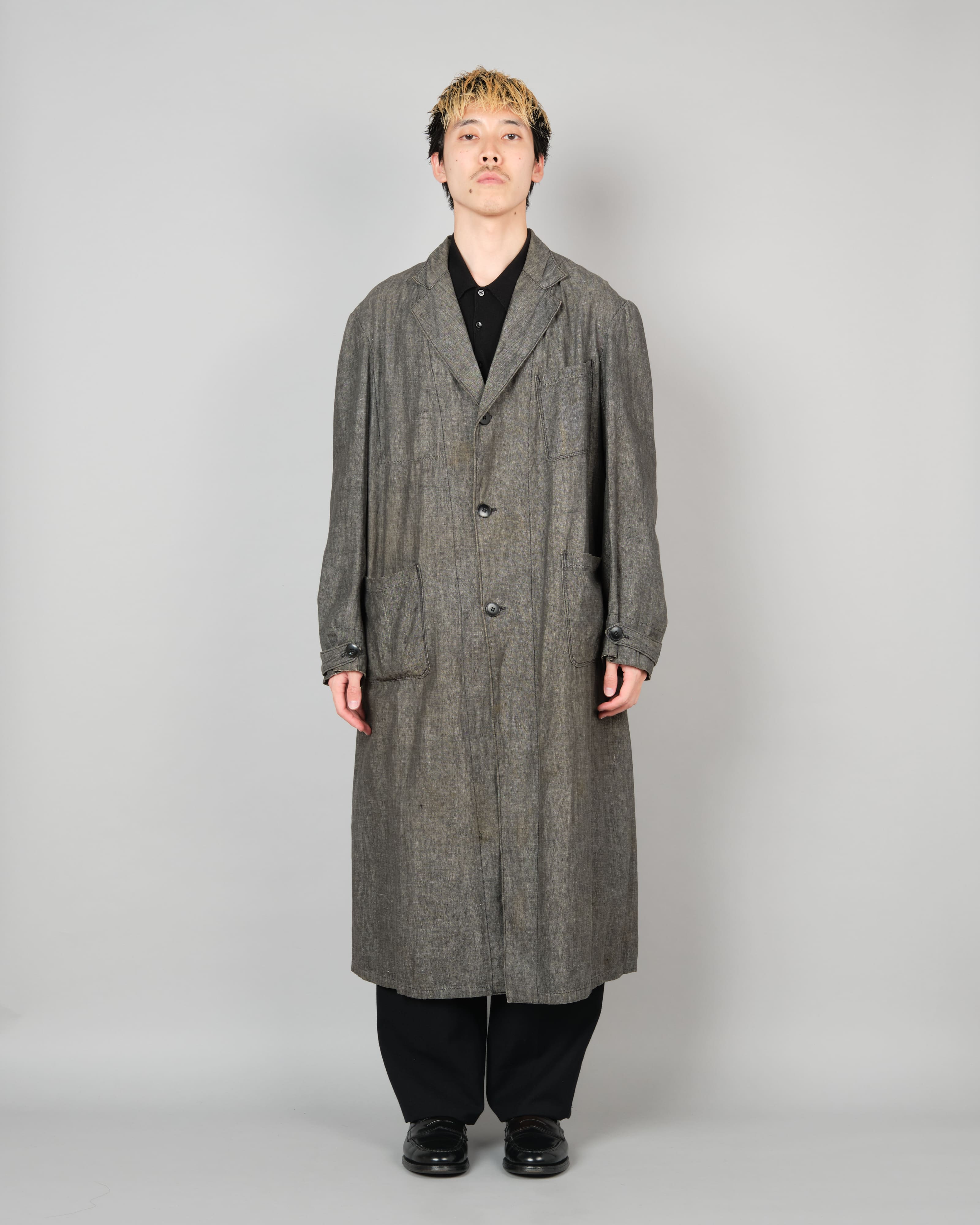 [~50's] French Vintage Metis Black Chambray Atelier Coat