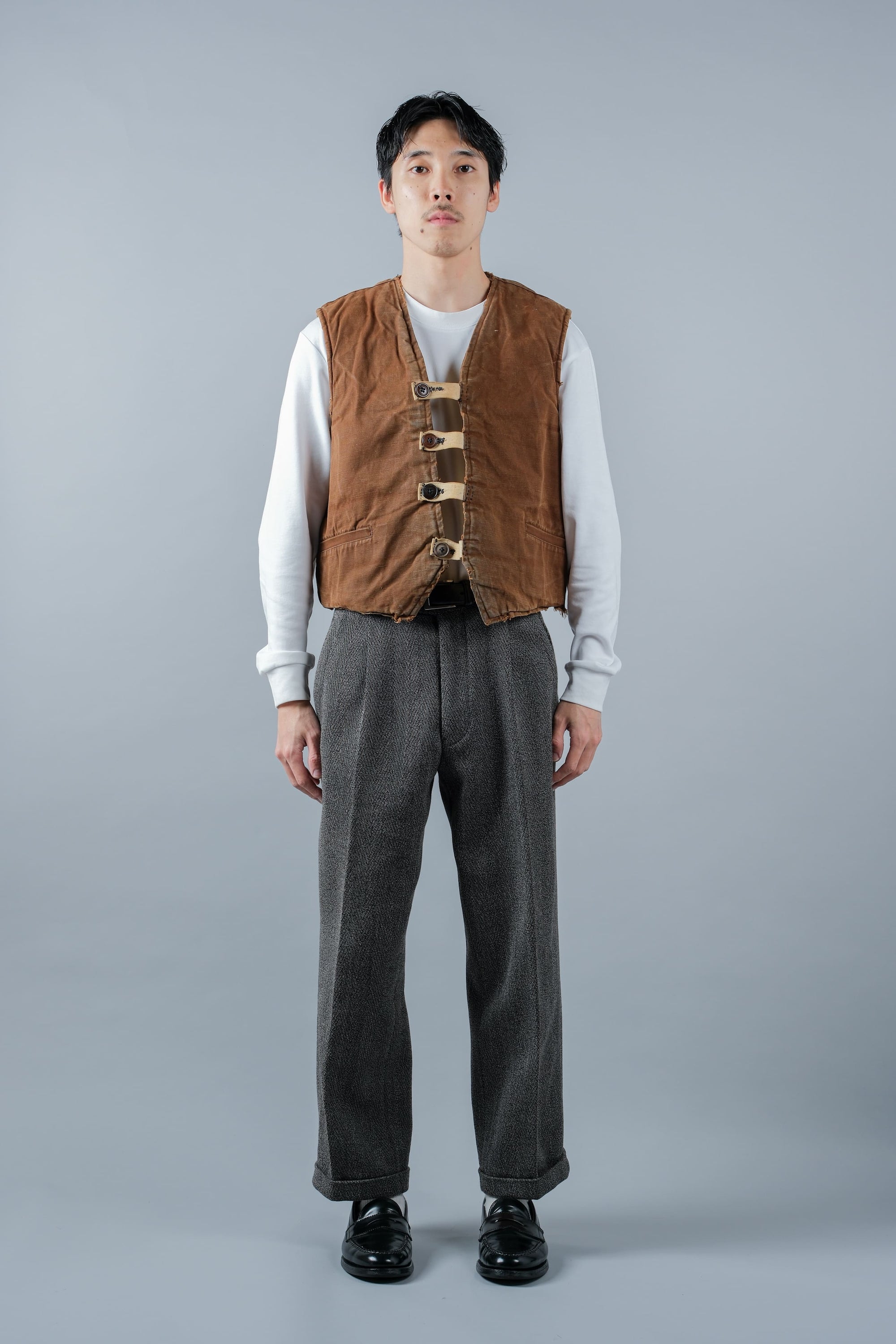 ［~40's］WWⅡ French Resistance Cotton Canvas Fur Lined Winter Vest