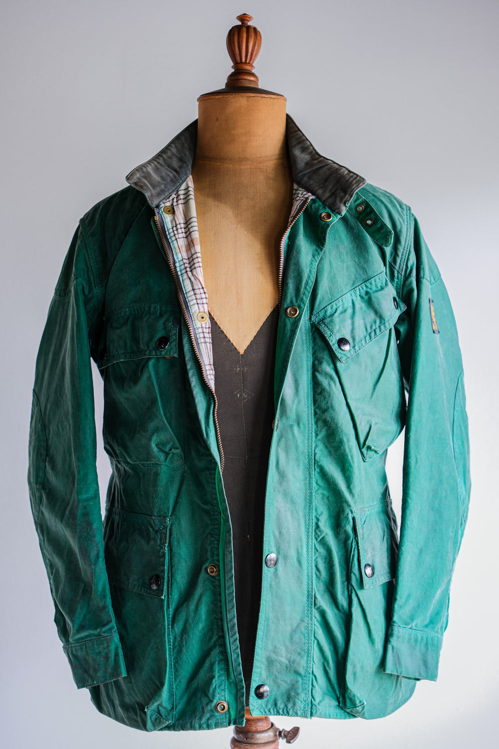 ［~60's］Vintage Belstaff Green Waxed Jacket Size.38 "TRIALMASTER"