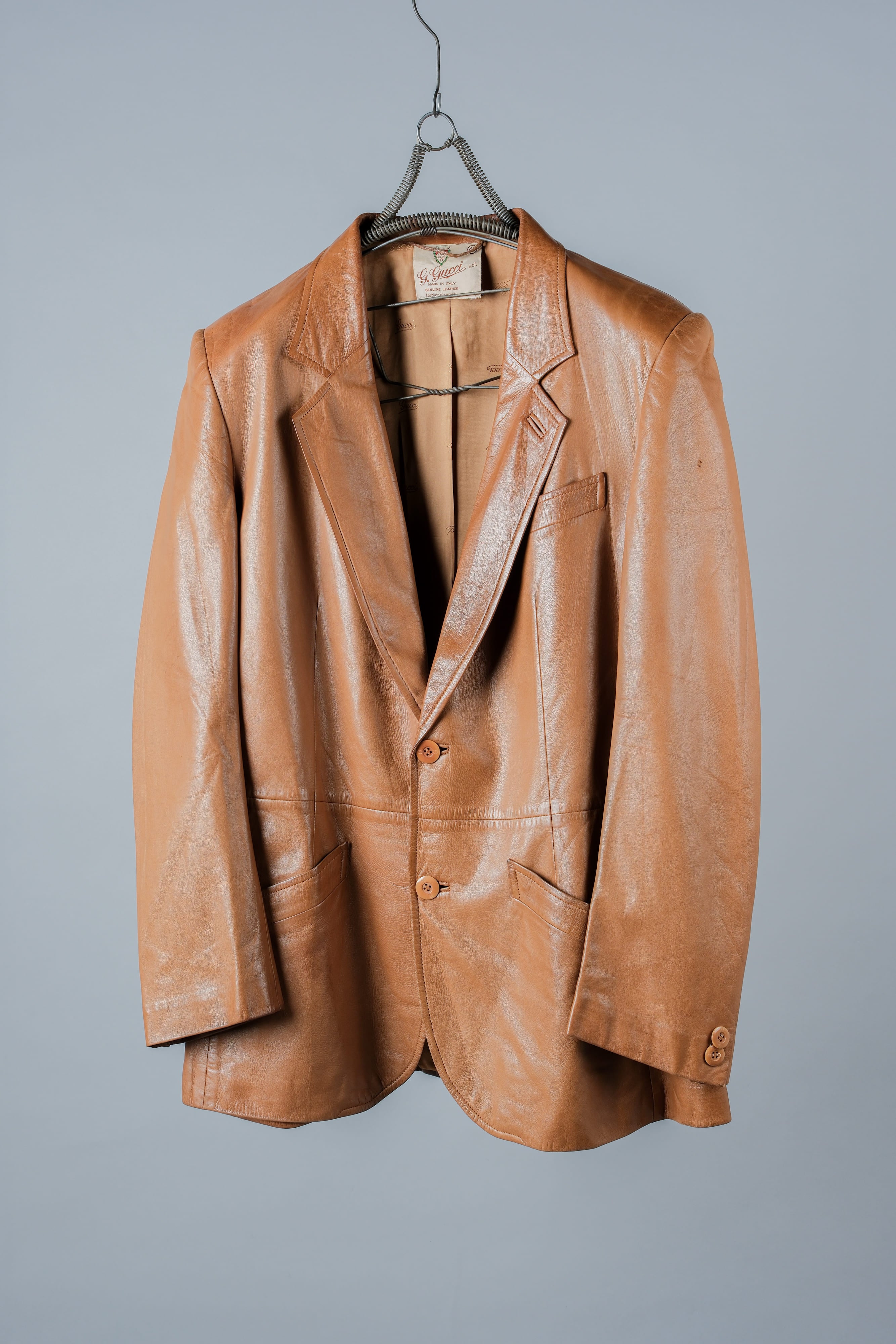 [~ 70's] Old Gucci Lambskin Leather 2b Tailored Jacket size.48