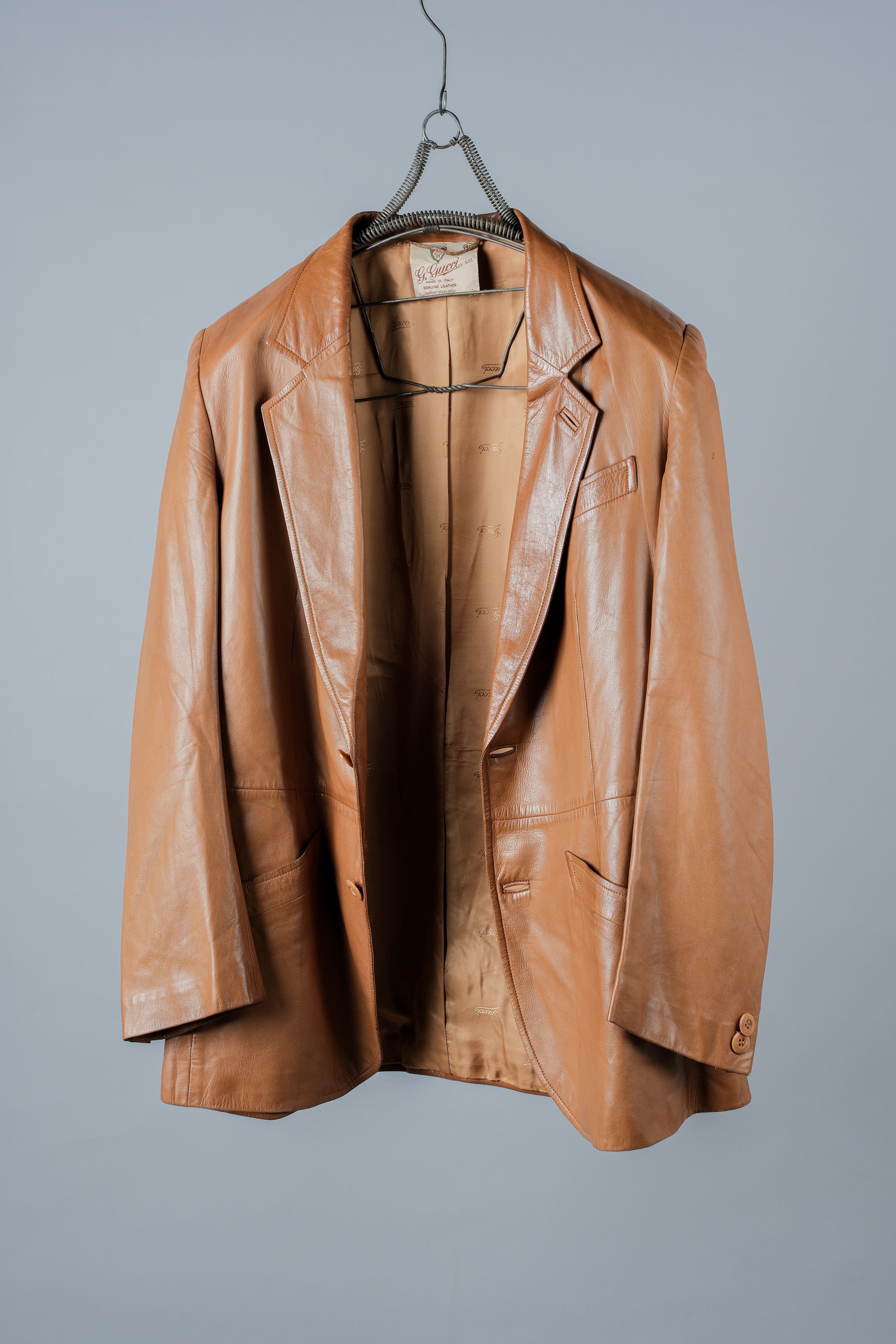 [~ 70's] Old Gucci Lambskin Leather 2b Tailored Jacket size.48