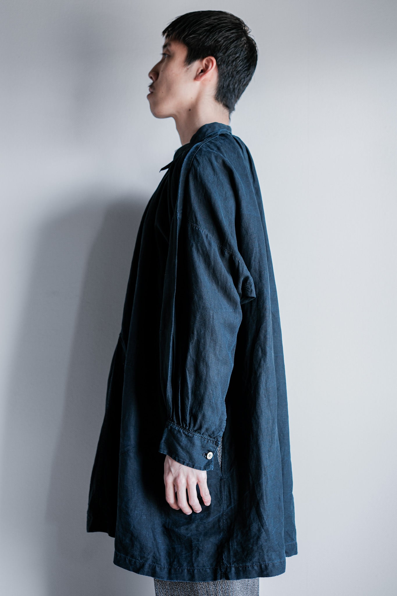 【Early 20th C】French Antique Indigo Linen Smock "Biaude"