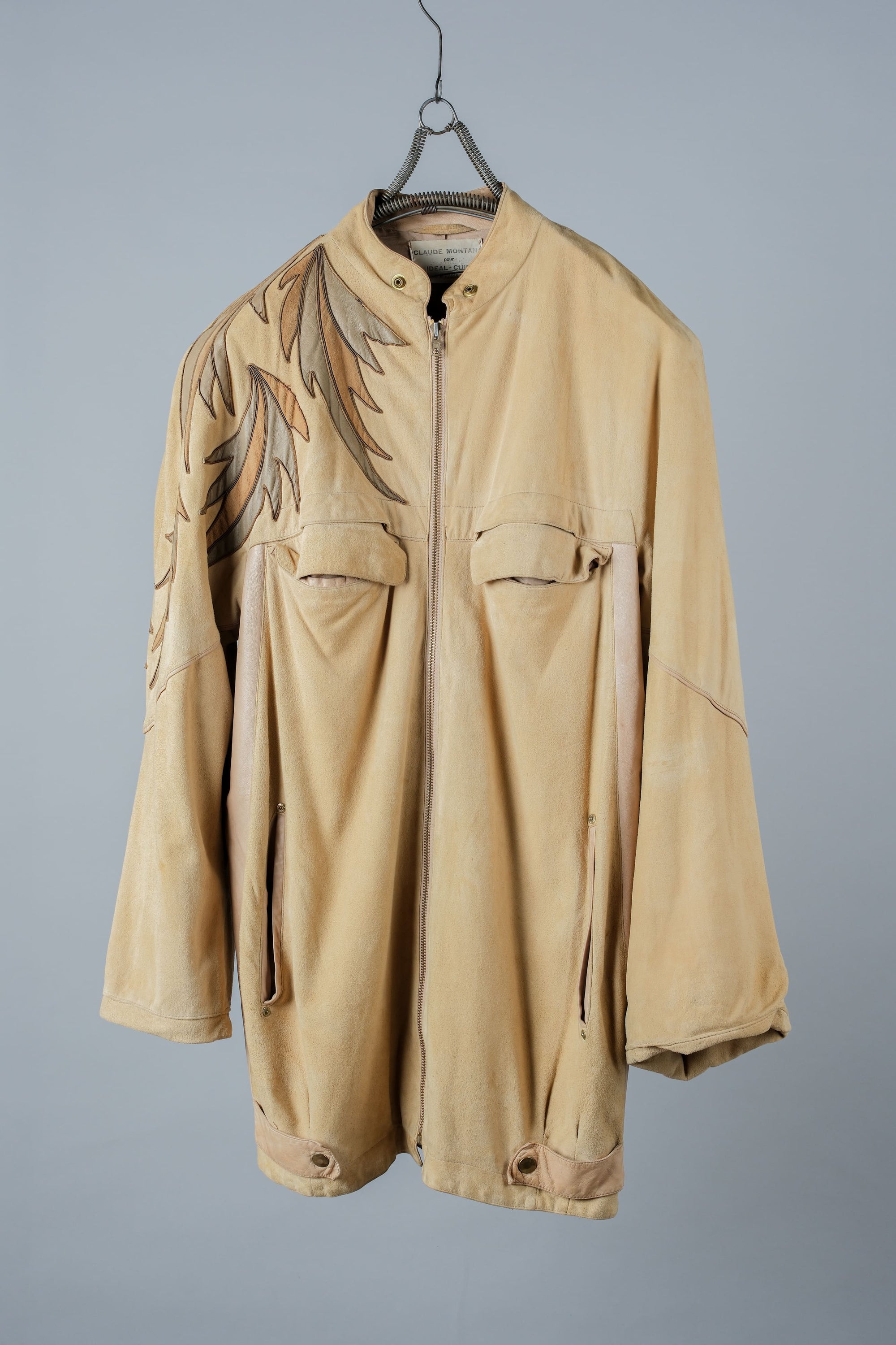 ［~80's］Old CLAUDE MONTANA Raglan Sleeve Zip Up Suede Leather Jacket