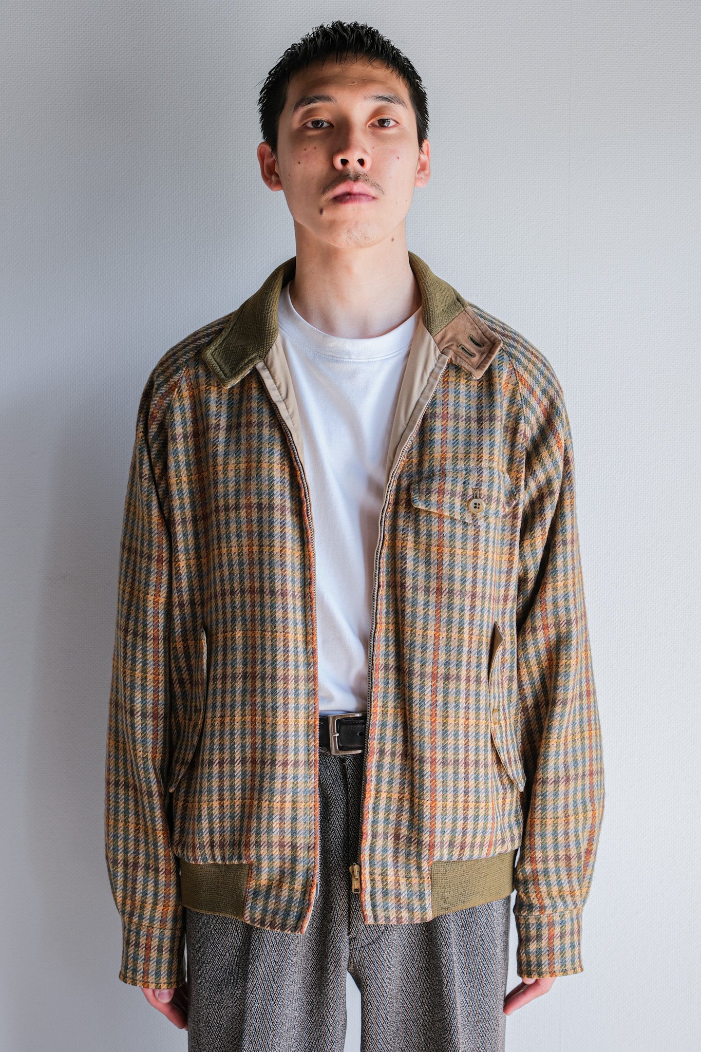 ［~60's］British Vintage Raglan Sleeve Wool Plaid Blouson