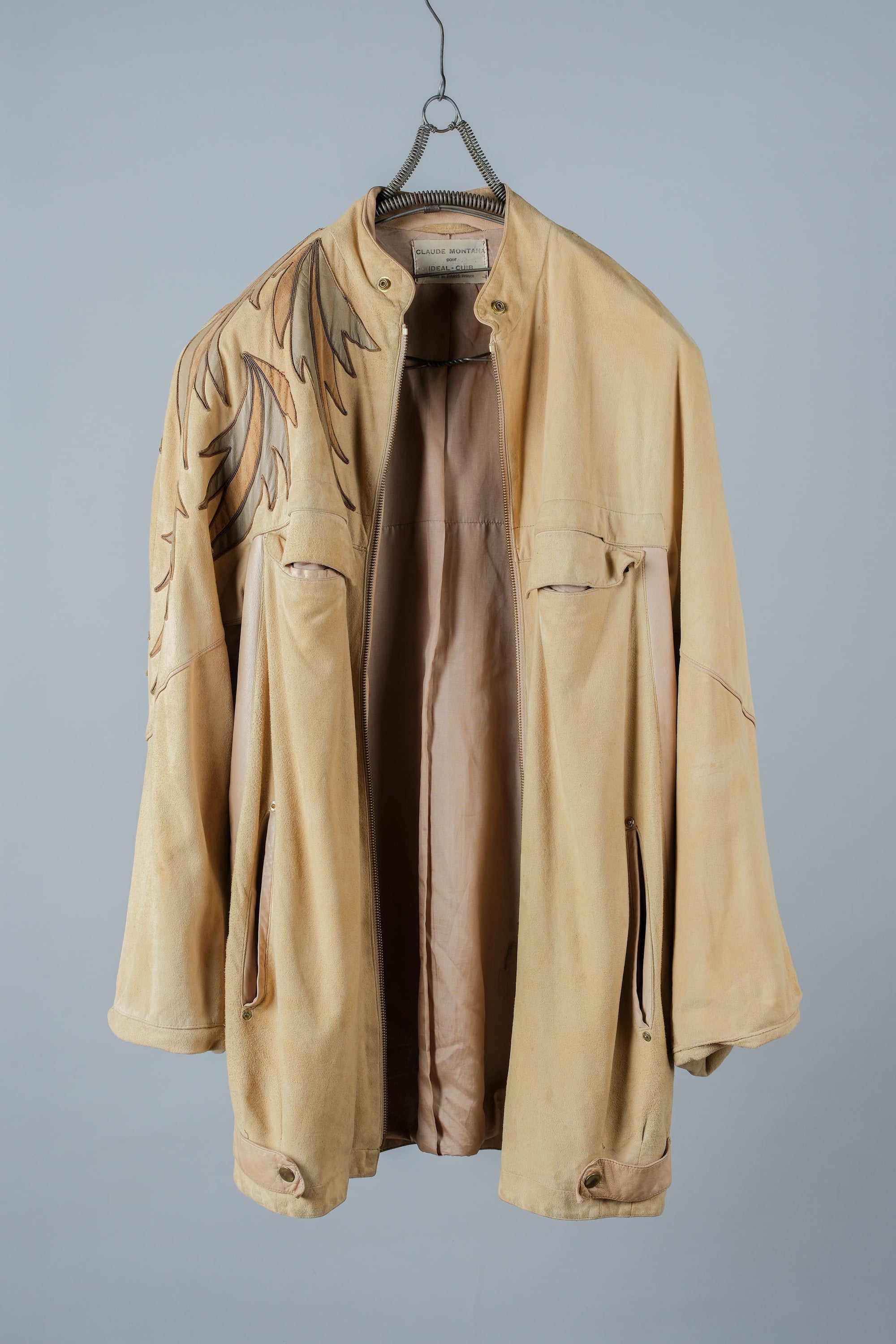 ［~80's］Old CLAUDE MONTANA Raglan Sleeve Zip Up Suede Leather Jacket