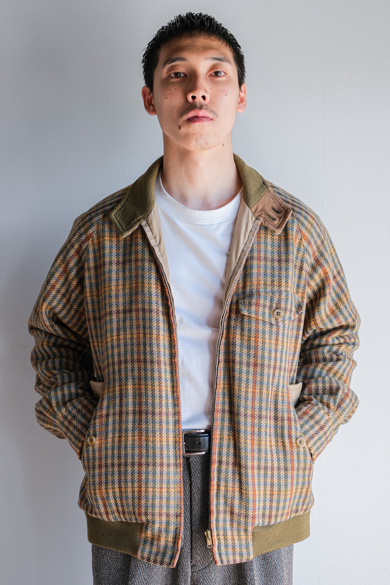 ［~60's］British Vintage Raglan Sleeve Wool Plaid Blouson