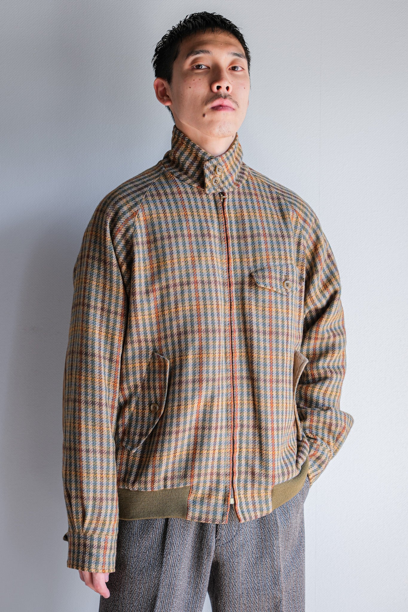 ［~60's］British Vintage Raglan Sleeve Wool Plaid Blouson
