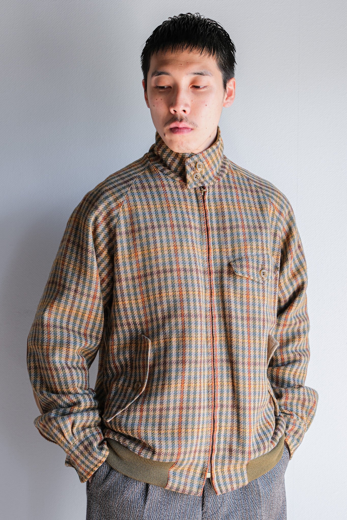 ［~60's］British Vintage Raglan Sleeve Wool Plaid Blouson
