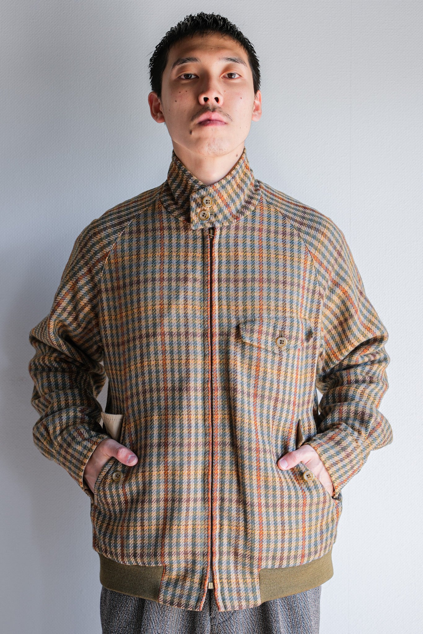 ［~60's］British Vintage Raglan Sleeve Wool Plaid Blouson