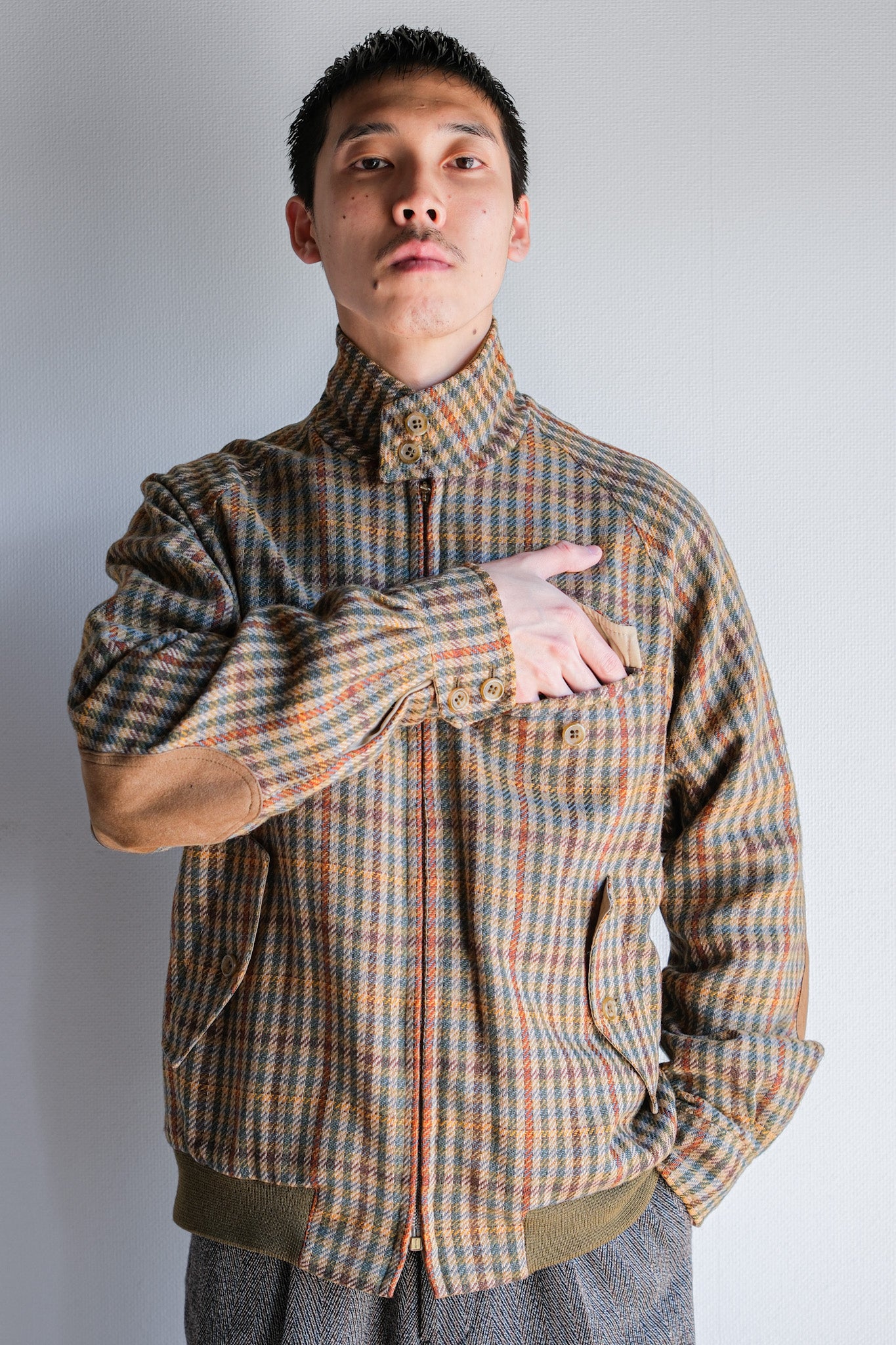 ［~60's］British Vintage Raglan Sleeve Wool Plaid Blouson