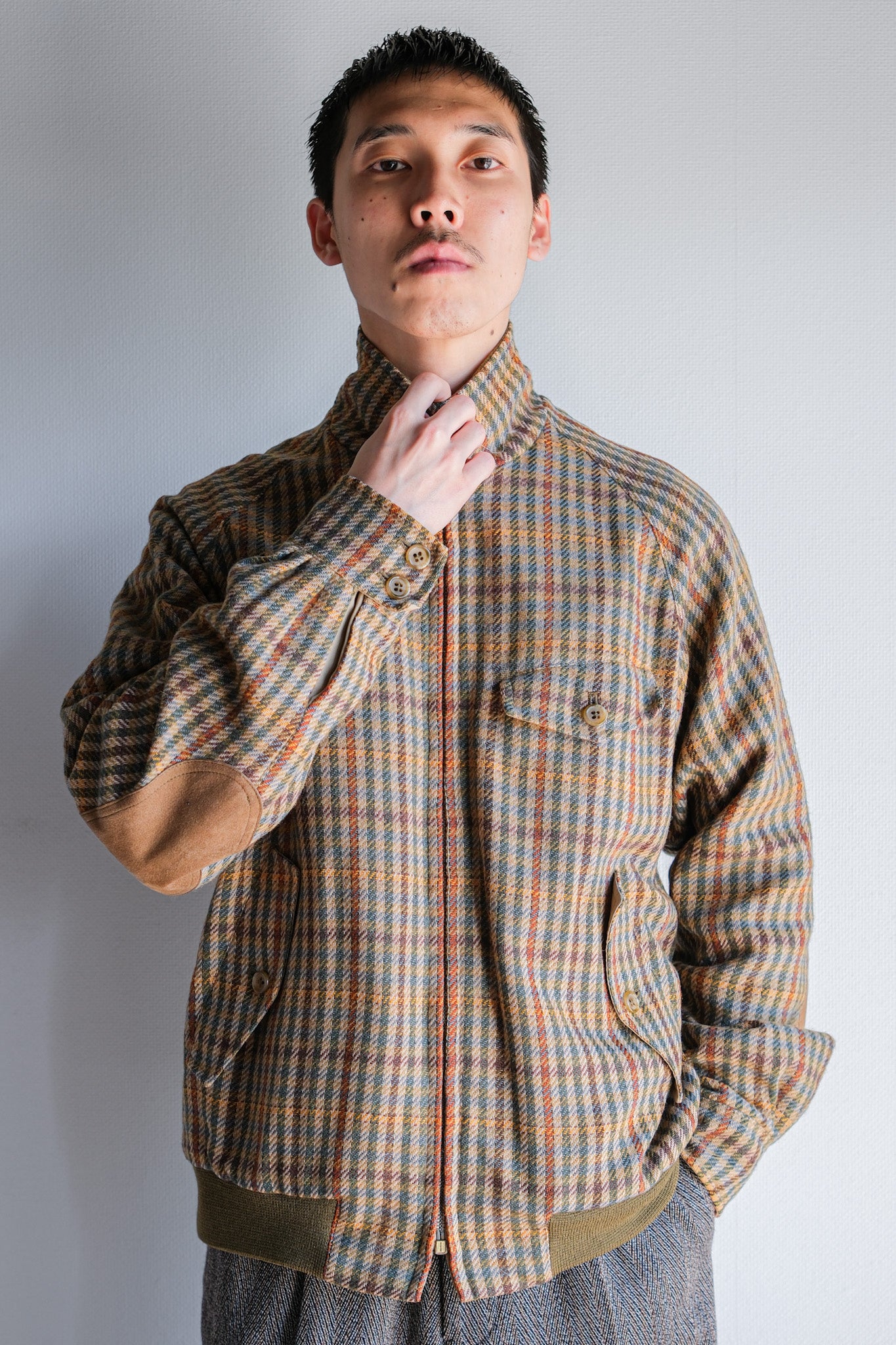 ［~60's］British Vintage Raglan Sleeve Wool Plaid Blouson