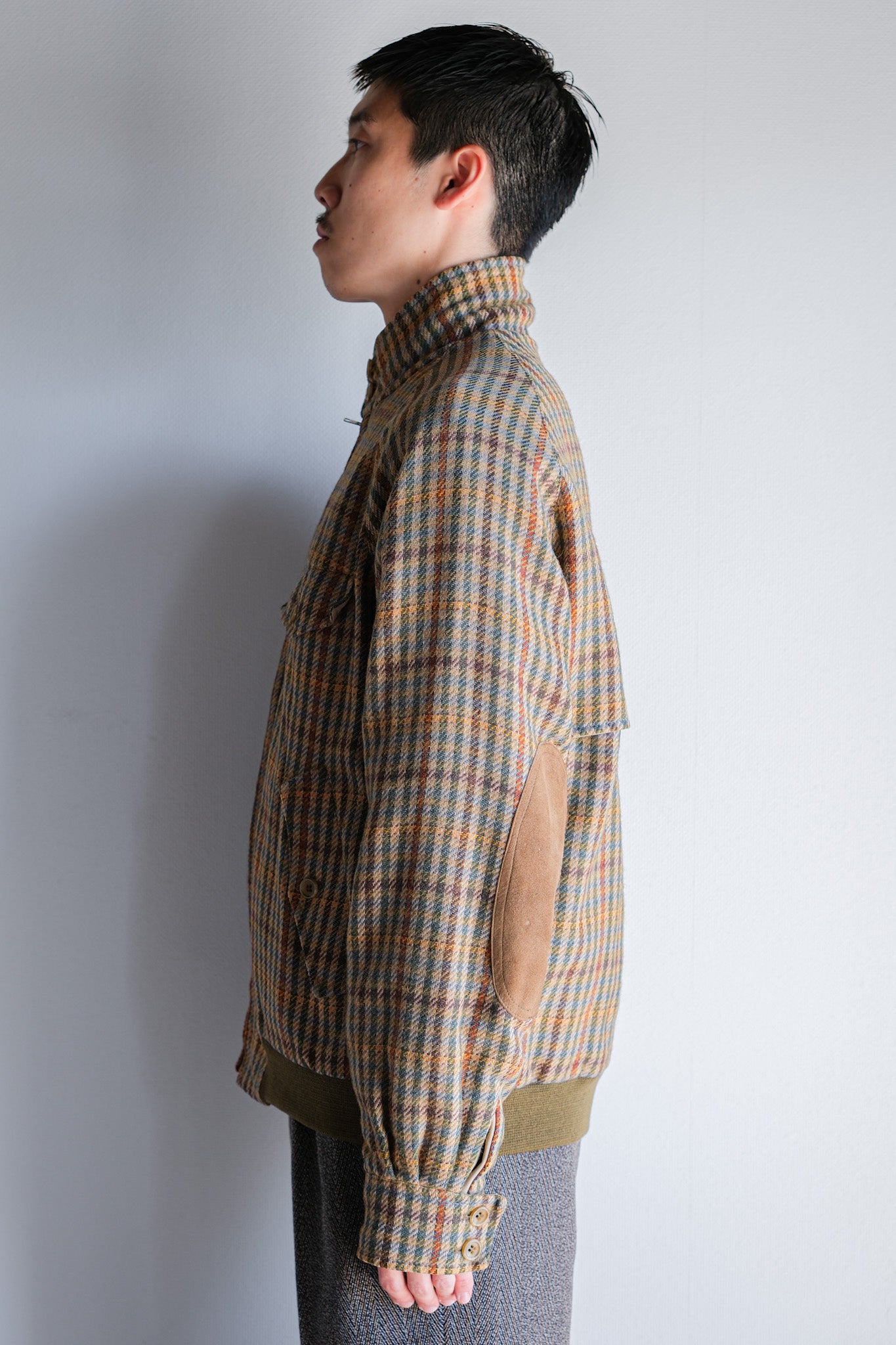［~60's］British Vintage Raglan Sleeve Wool Plaid Blouson