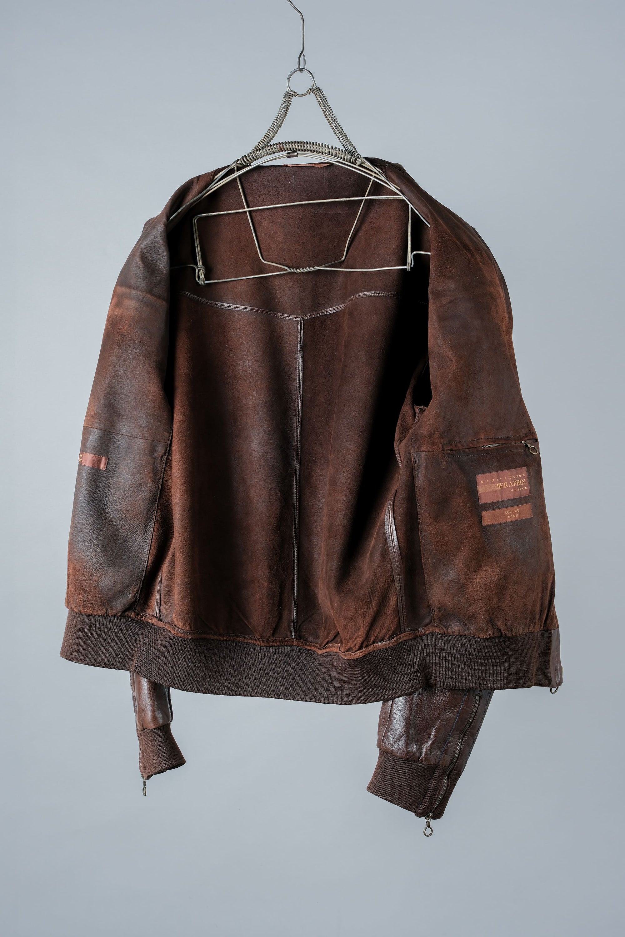 ［~90's］Old SERAPHIN Zip Up Lambskin Leather Blouson Size.50