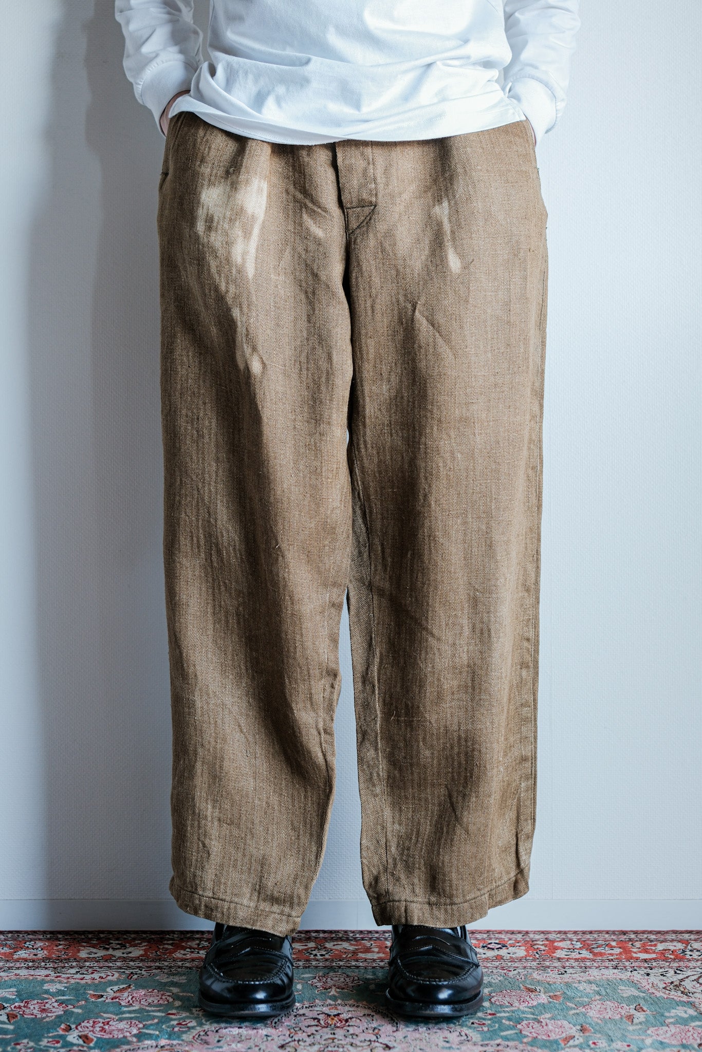 ［~40's］WWⅡ German Army Drillich HBT Linen Trousers "Unusual Color" "Wehrmacht"