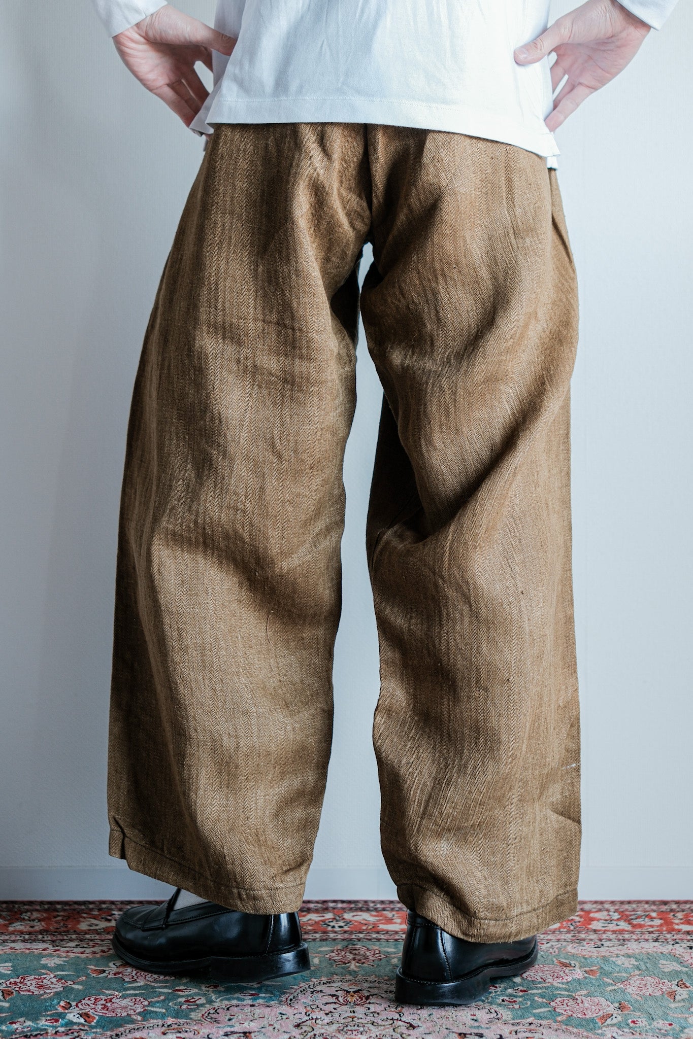 【~40's】WWⅡ German Army Drillich HBT Linen Trousers "Unusual Color" "Wehrmacht"