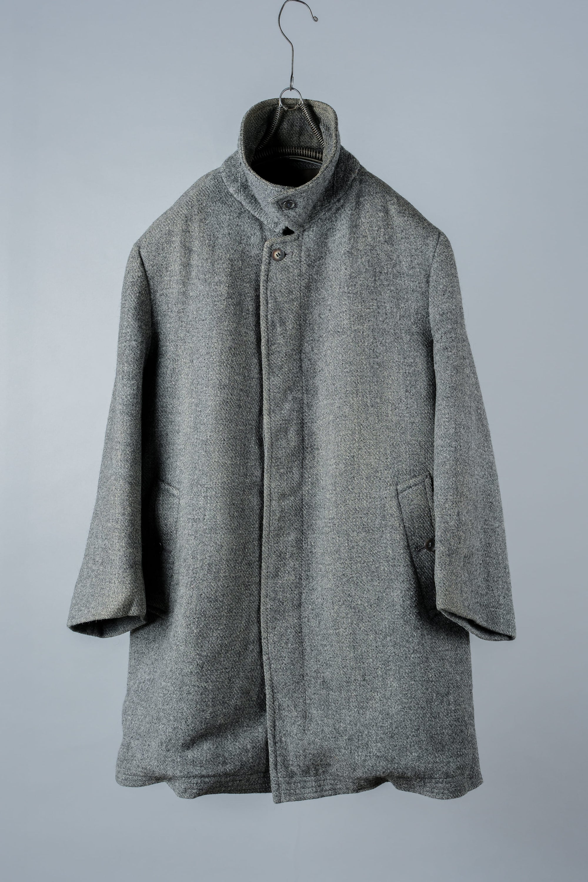 【~80's】Vintage Burberrys Saddle Shoulder Wool Balmacaan Coat Size.50RL "HARRIS TWEED" "Modified"