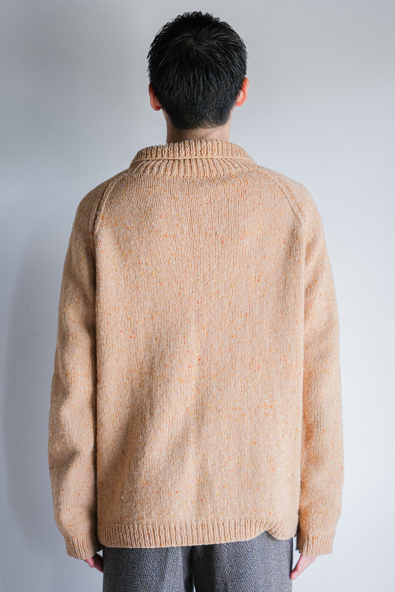 ［~60's］British Vintage Raglan Sleeve Zip Up Wool Cardigan "Handmade"