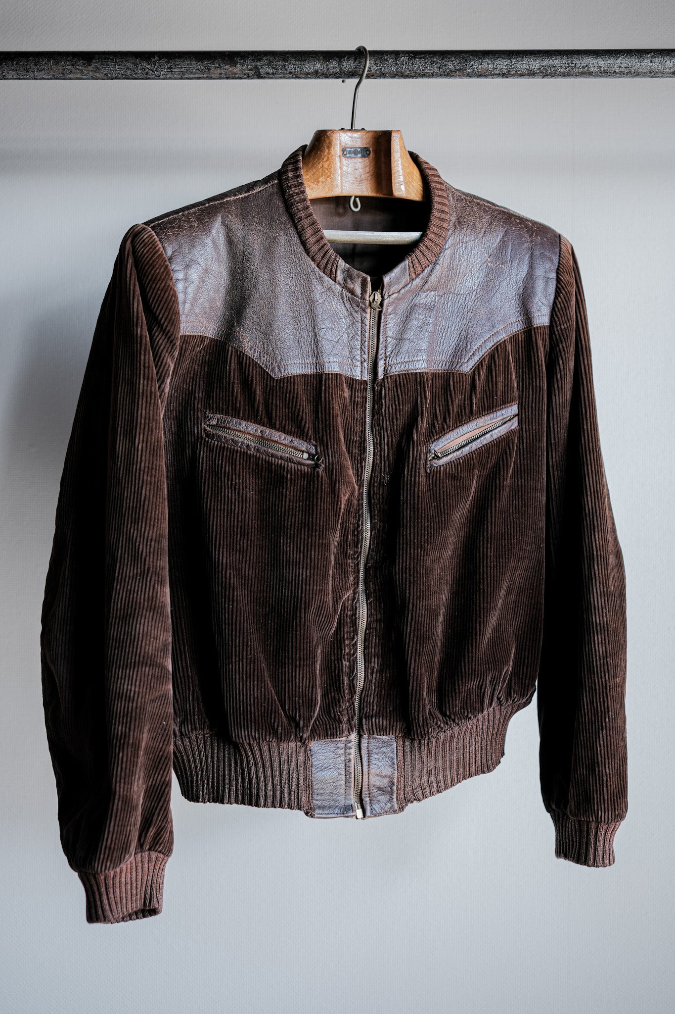 ［~30's］German Vintage Brown Corduroy Zip Up Blouson