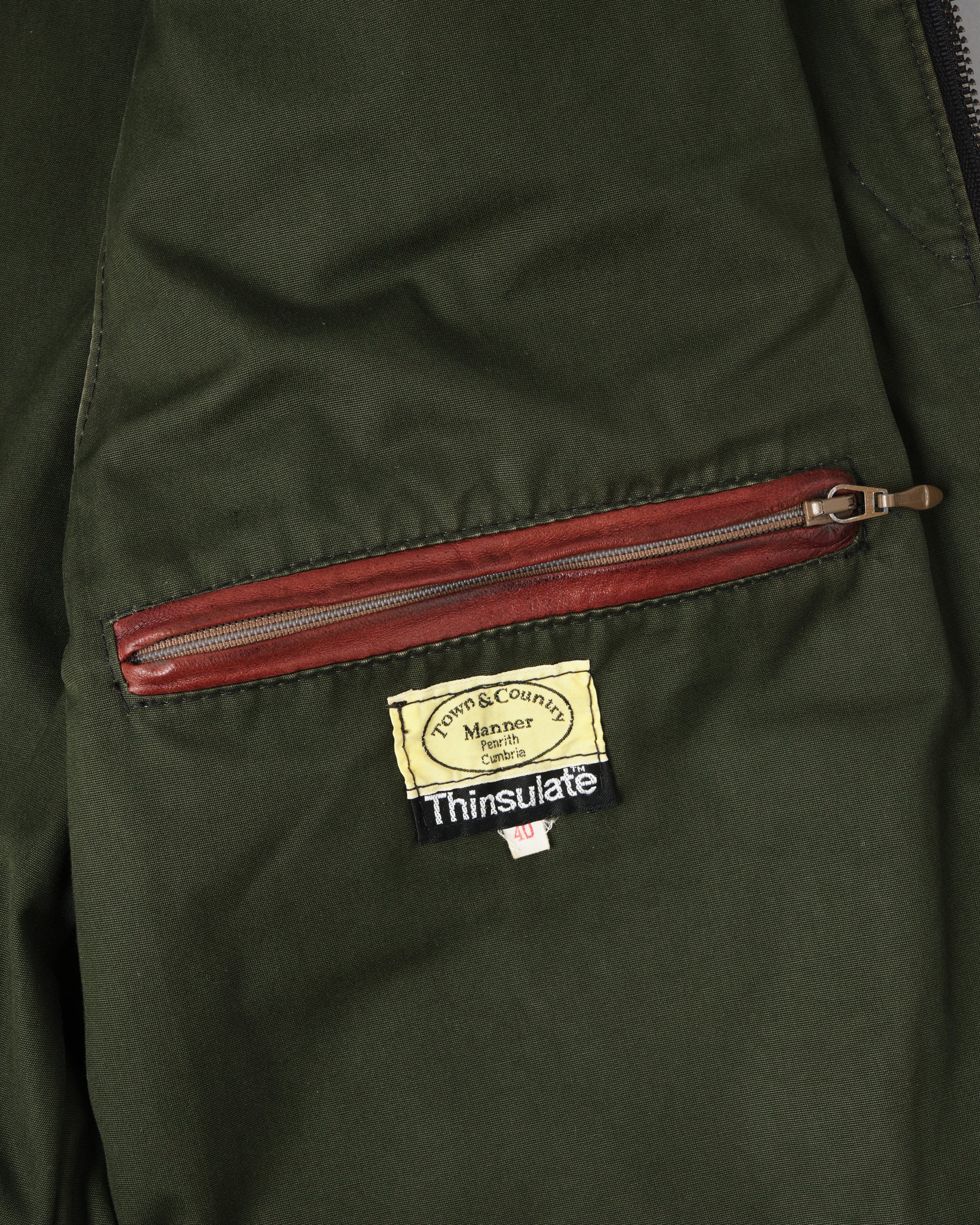 【~70's】British Vintage Switching Leather Nylon Zip Up Vest Size.40