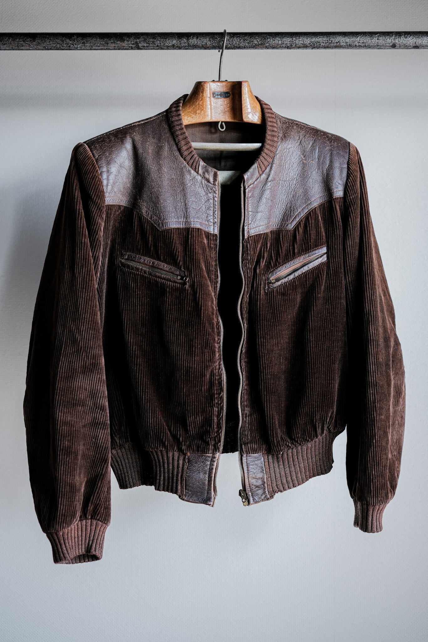 ［~30's］German Vintage Brown Corduroy Zip Up Blouson