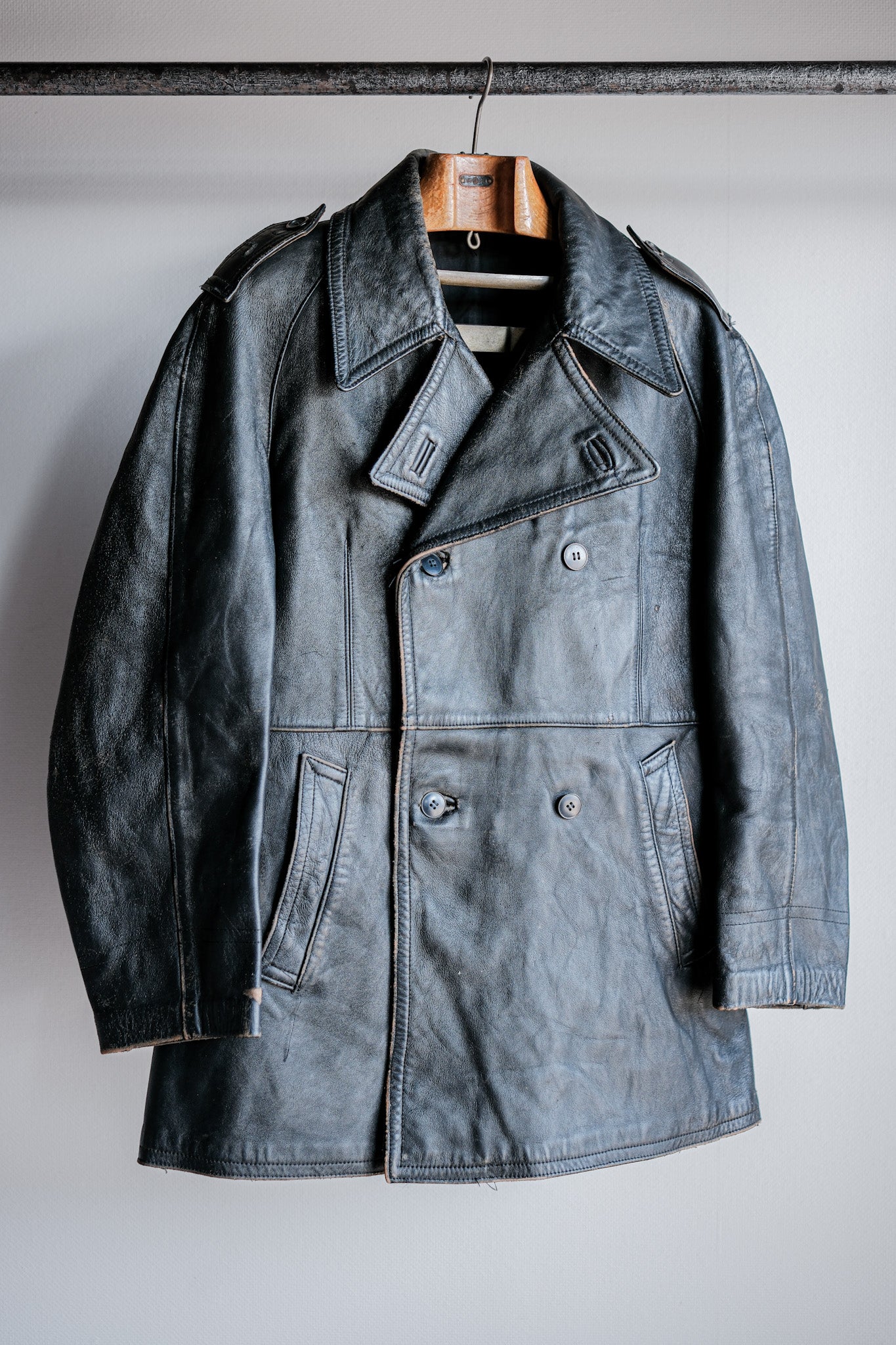 ［~70's］French Army Motorcycle Leather Jacket Size.100M