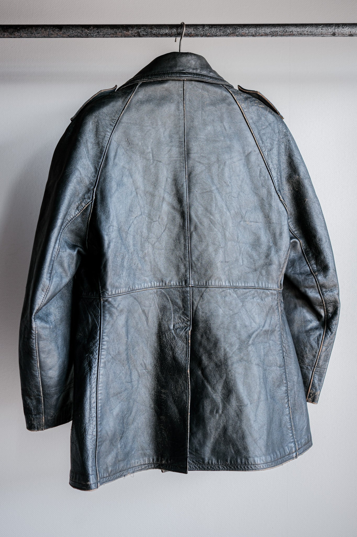 ［~70's］French Army Motorcycle Leather Jacket Size.100M