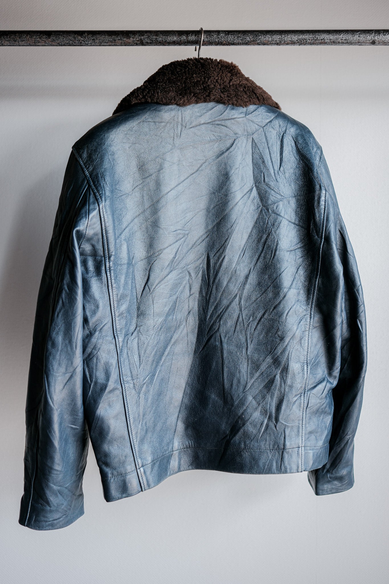 [~ 70 년대] 중국 스트랩 크기가있는 프랑스 공군 파일럿 가죽 재킷 96L "풀 세트"