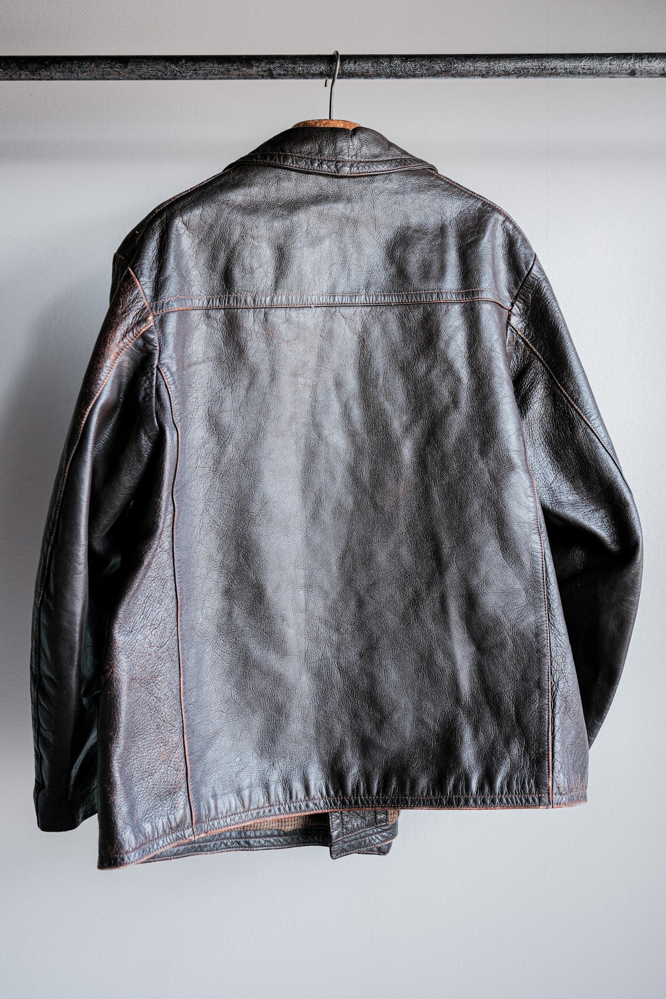 【~40's】French Vintage Brown Leather Jacket