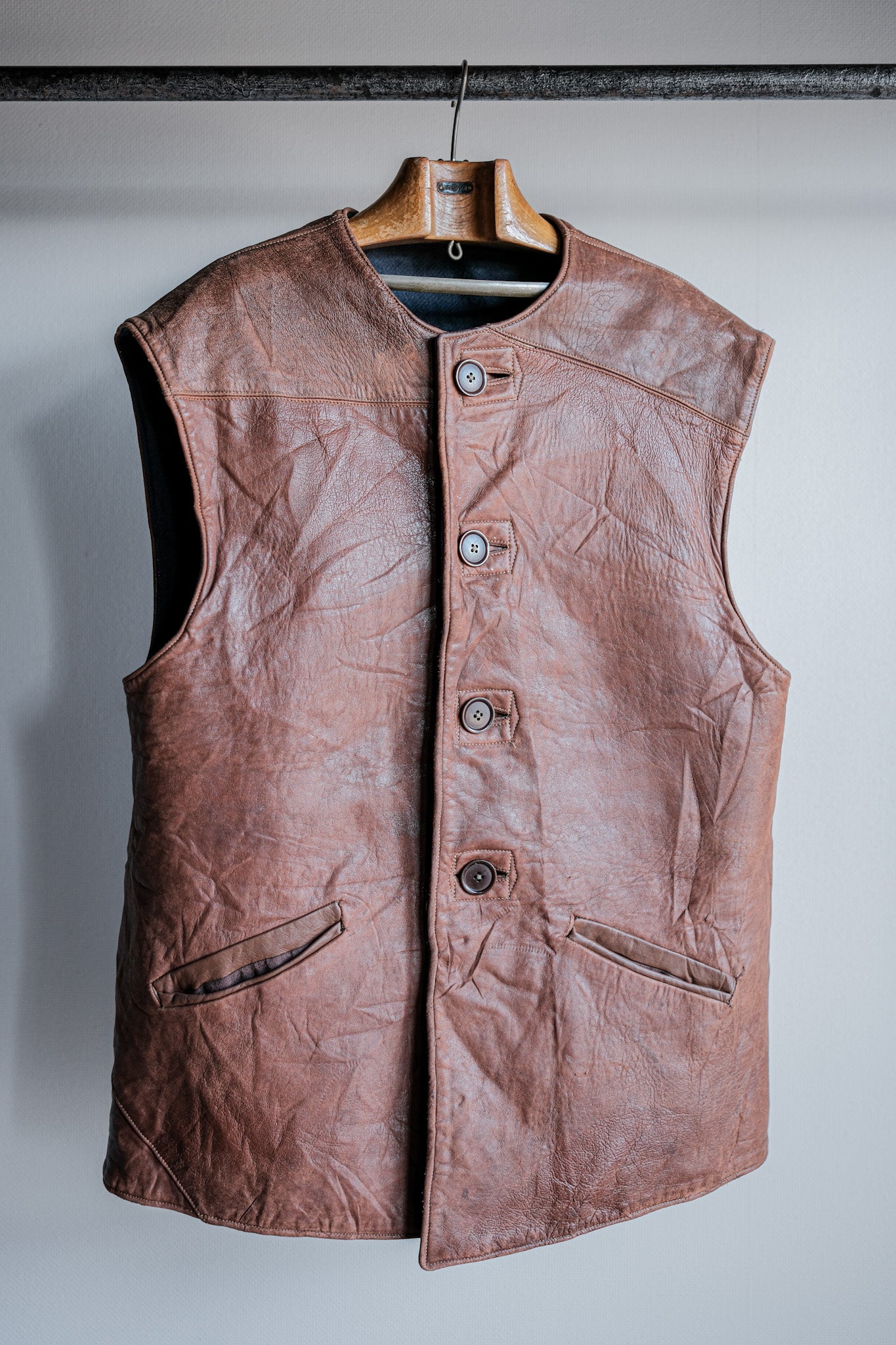［~40's］WWⅡ British Army Jerkin Leather Vest Size.2 "Modified"