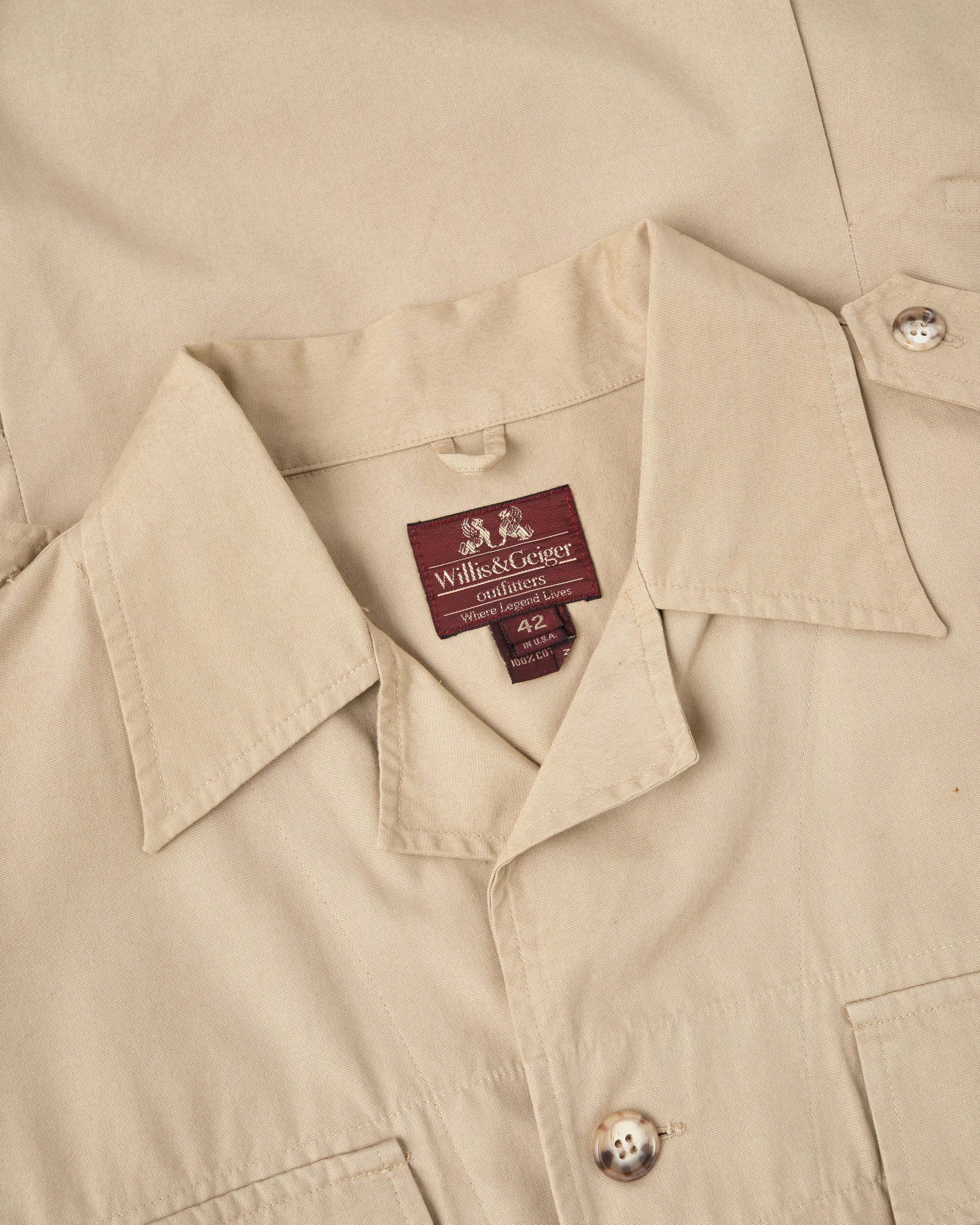 【~80's】Vintage Willis&Geiger Bush Poplin Safari Jacket Size.42 "Made in U.S.A."