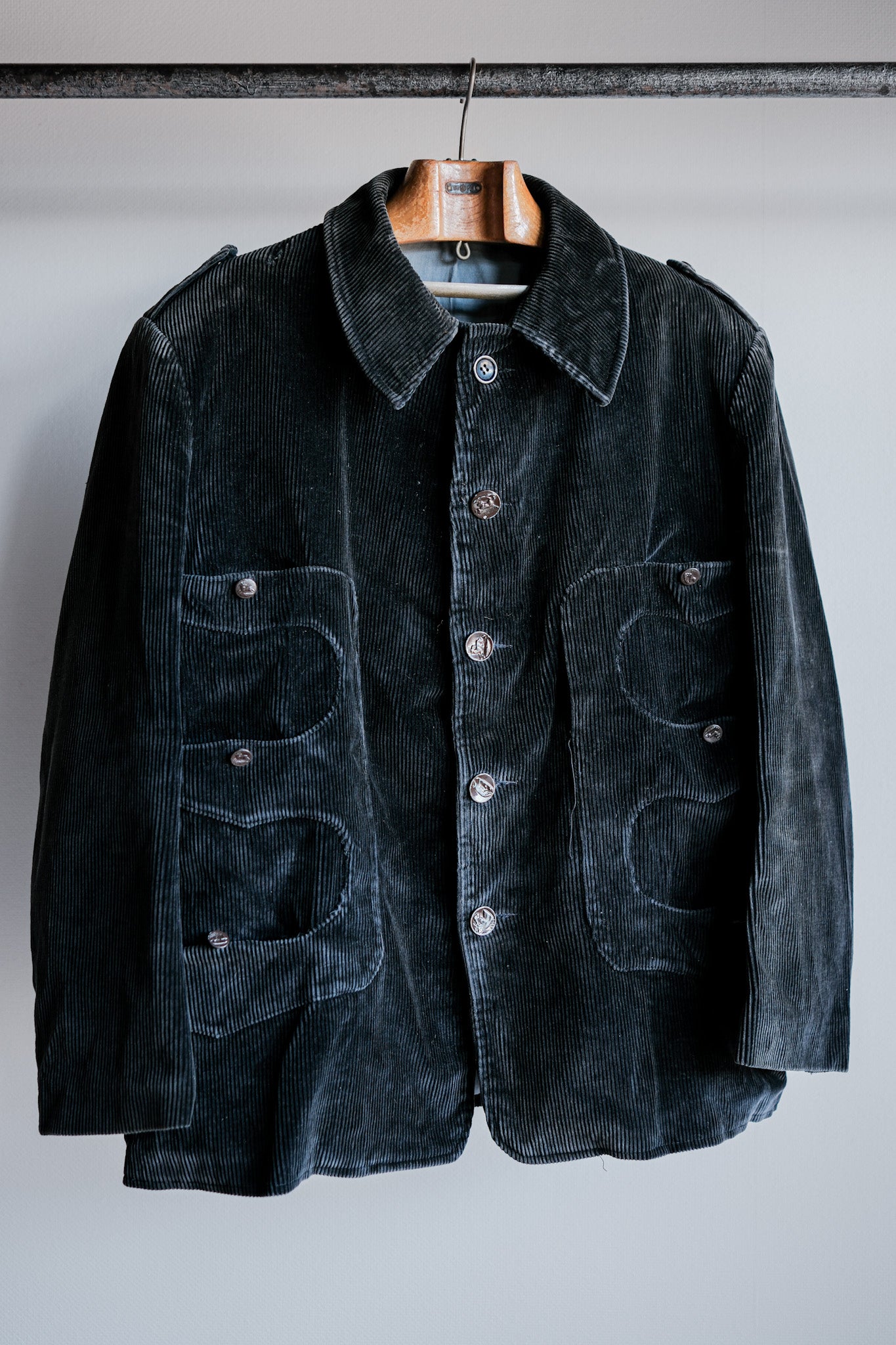 [〜60年代]法國復古黑色燈芯絨corse型狩獵夾克