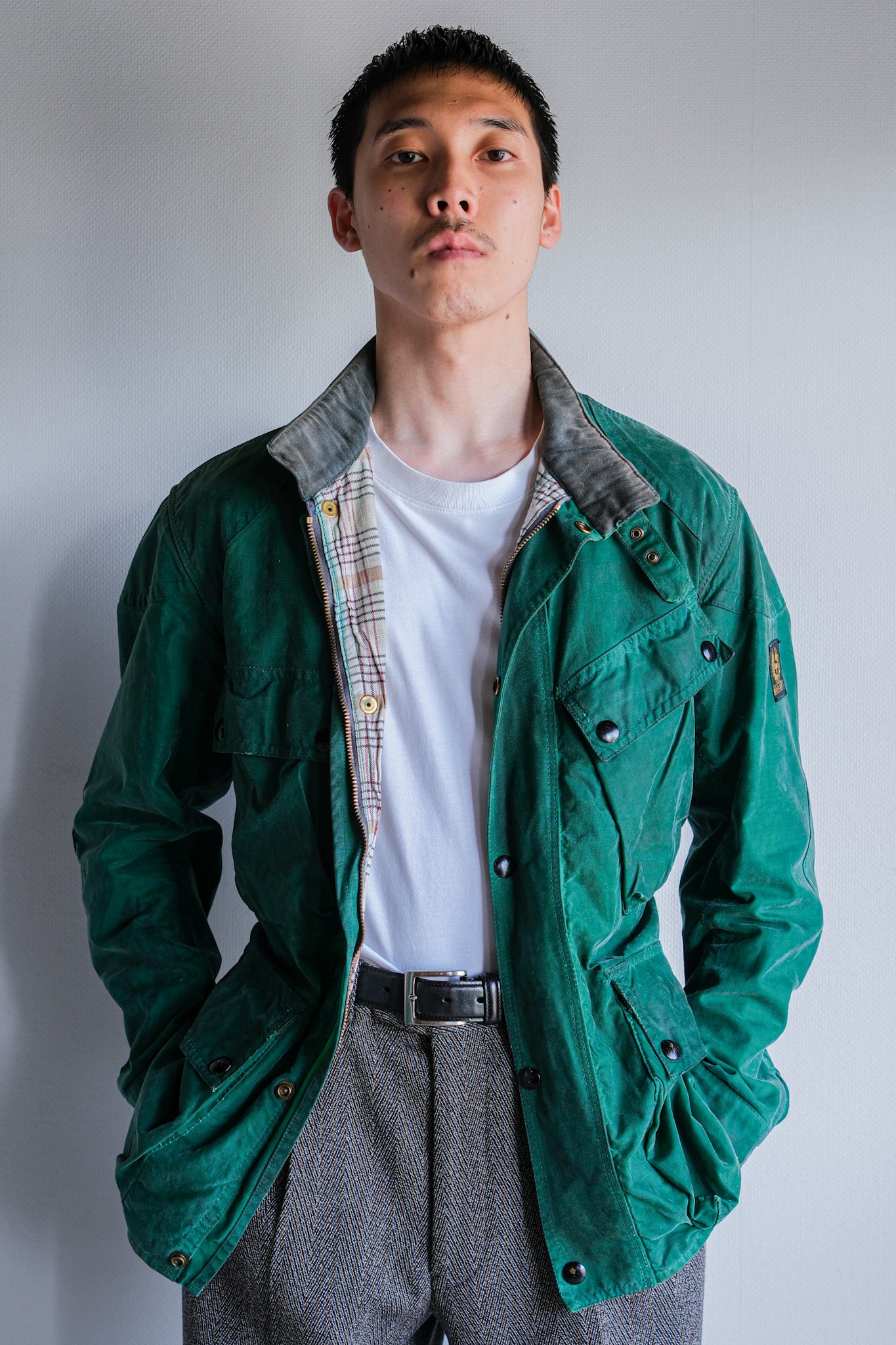 【~60's】Vintage Belstaff Green Waxed Jacket Size.38 "TRIALMASTER"