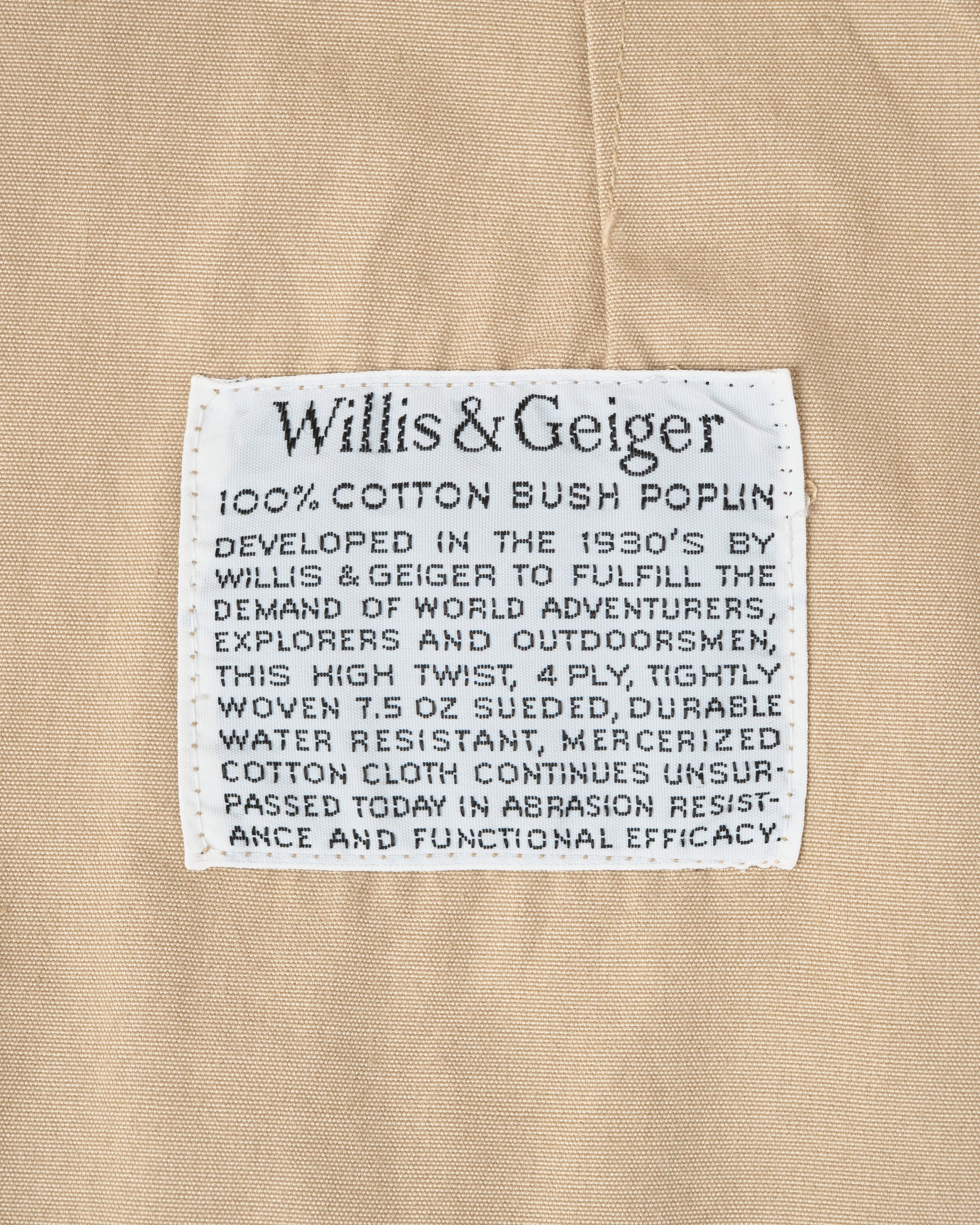 【~80's】Vintage Willis&Geiger Bush Poplin Safari Jacket Size.42 "Made in U.S.A."