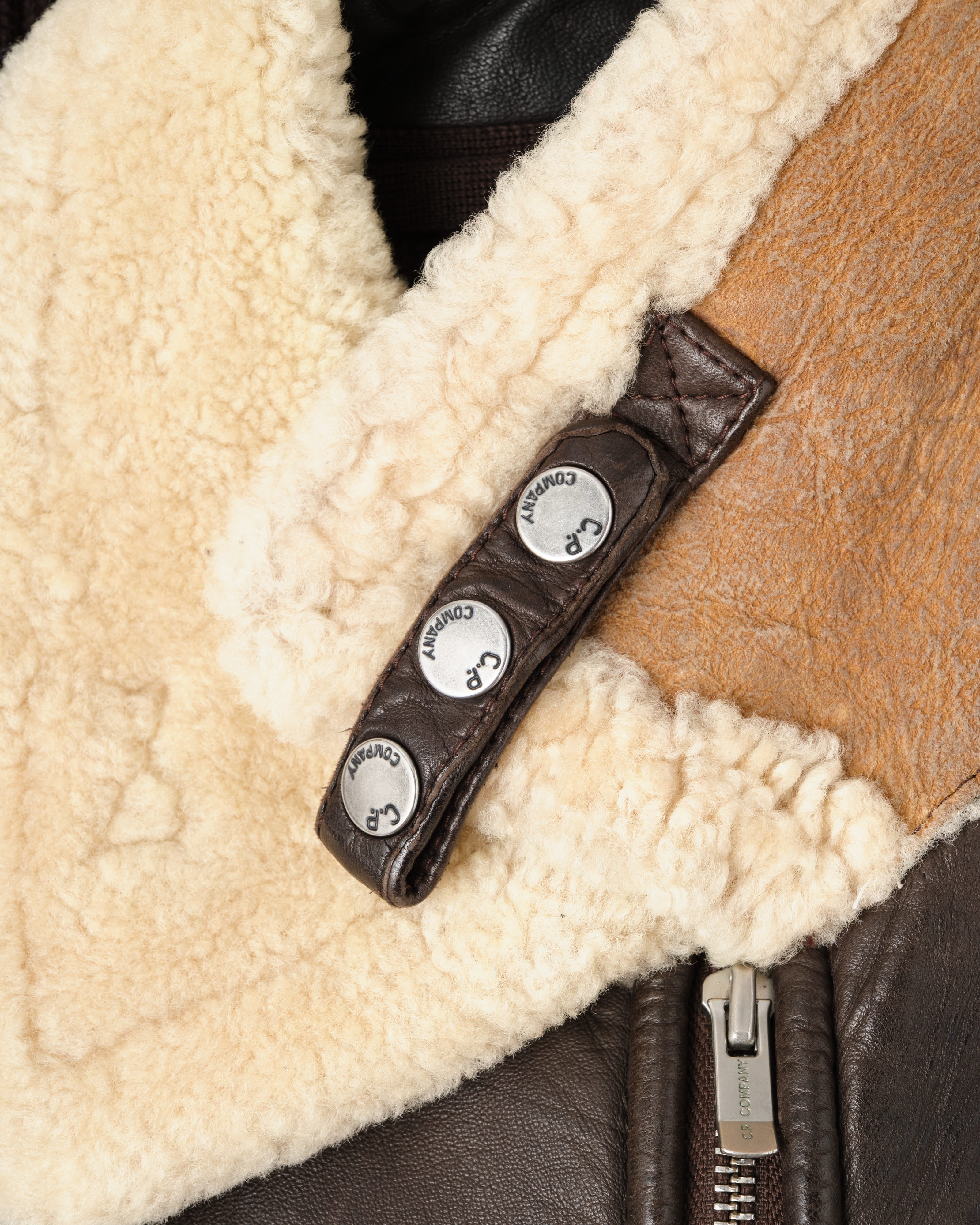 [06AW] Old C.P. Company Switching Leather Wool Zip Up Jacket Size.50