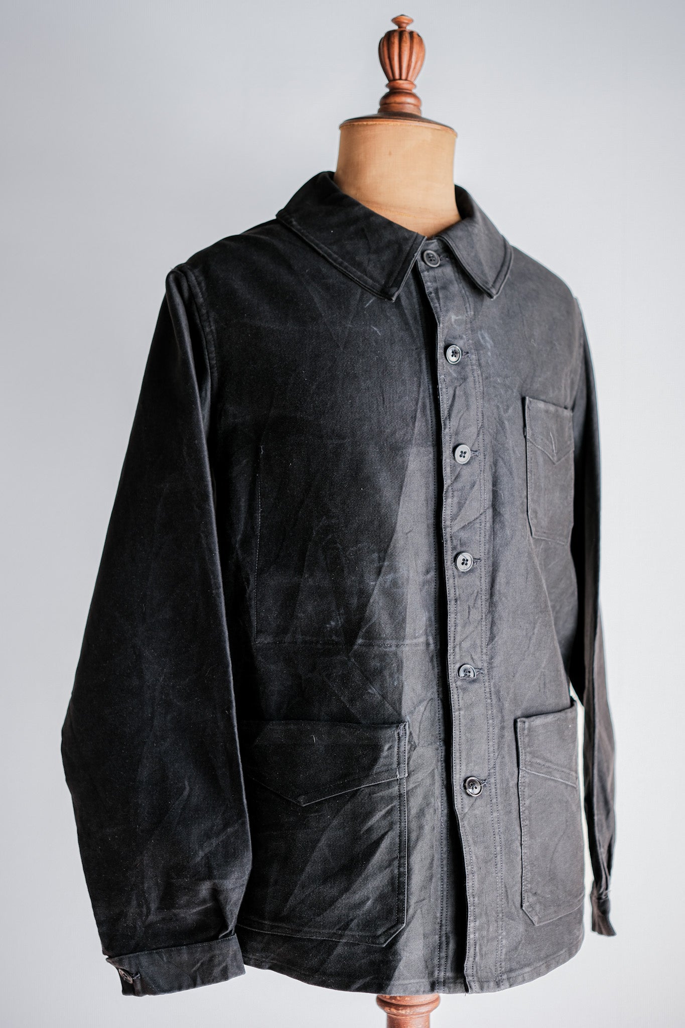 ［~30's］French Vintage Black Moleskin Work Jacket "6 Buttons"