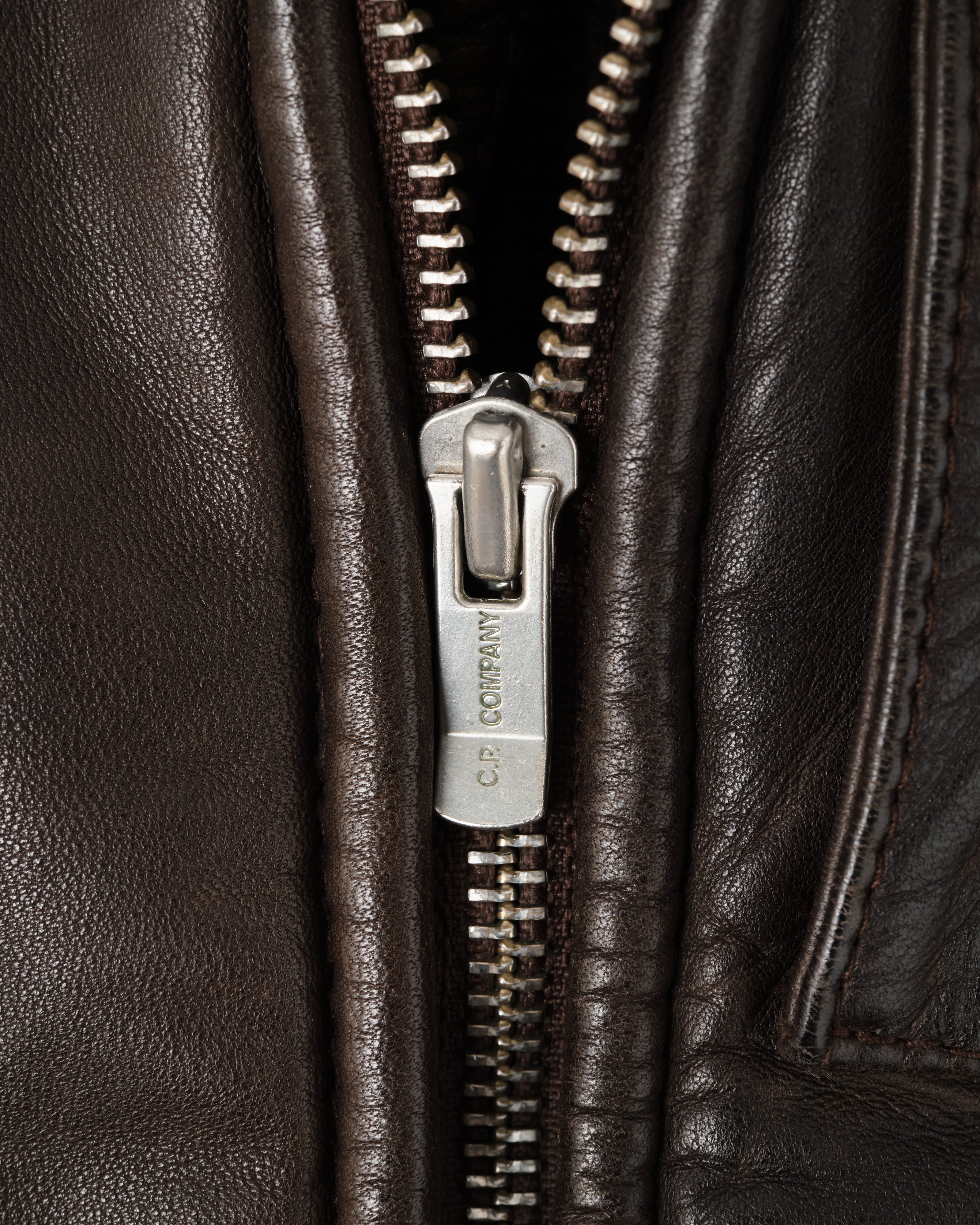 [06AW] Old C.P. Company Switching Leather Wool Zip Up Jacket Size.50