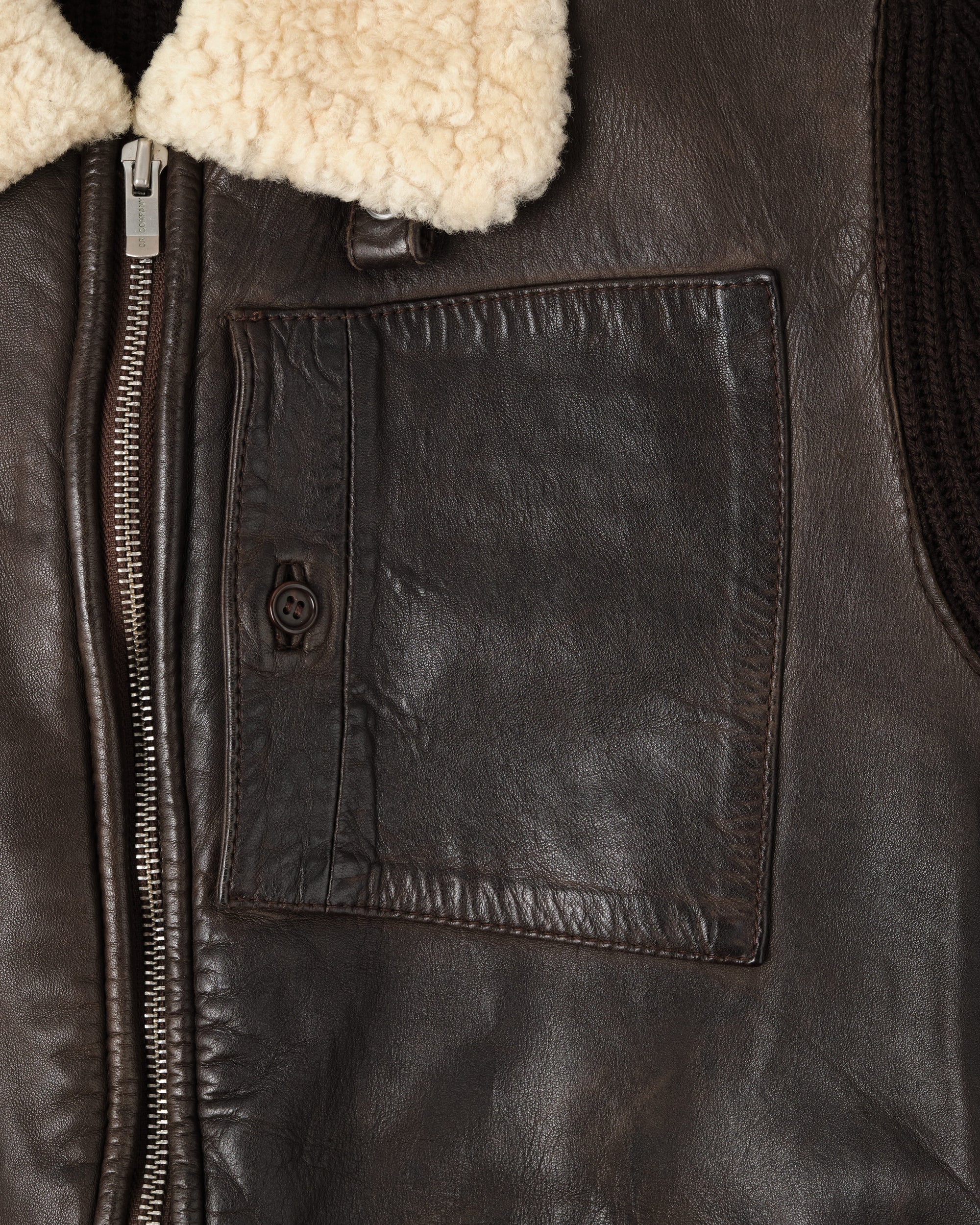 【06AW】Old C.P.Company Switching Leather Wool Zip Up Jacket Size.50