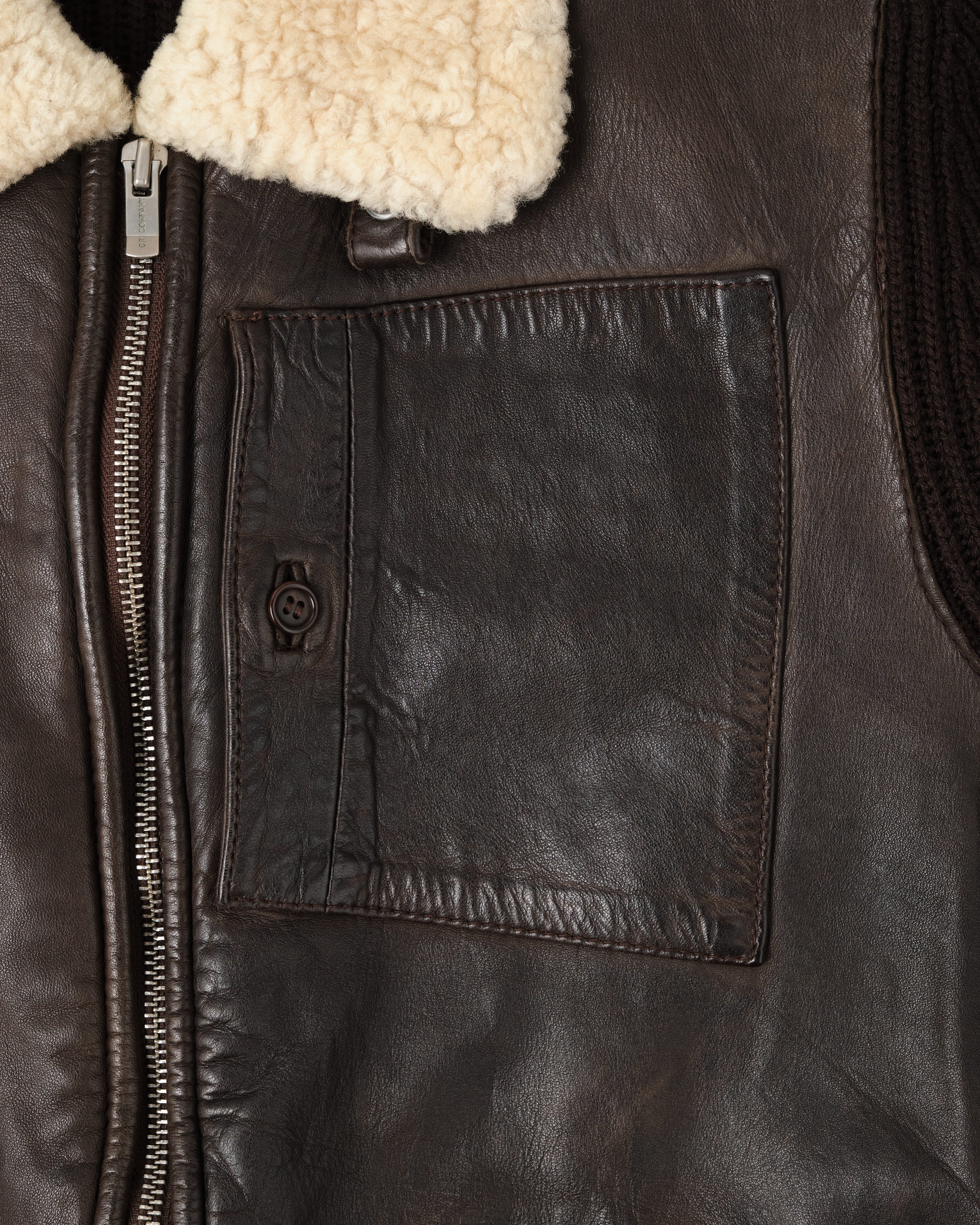 [06AW] Old C.P. Company Switching Leather Wool Zip Up Jacket Size.50