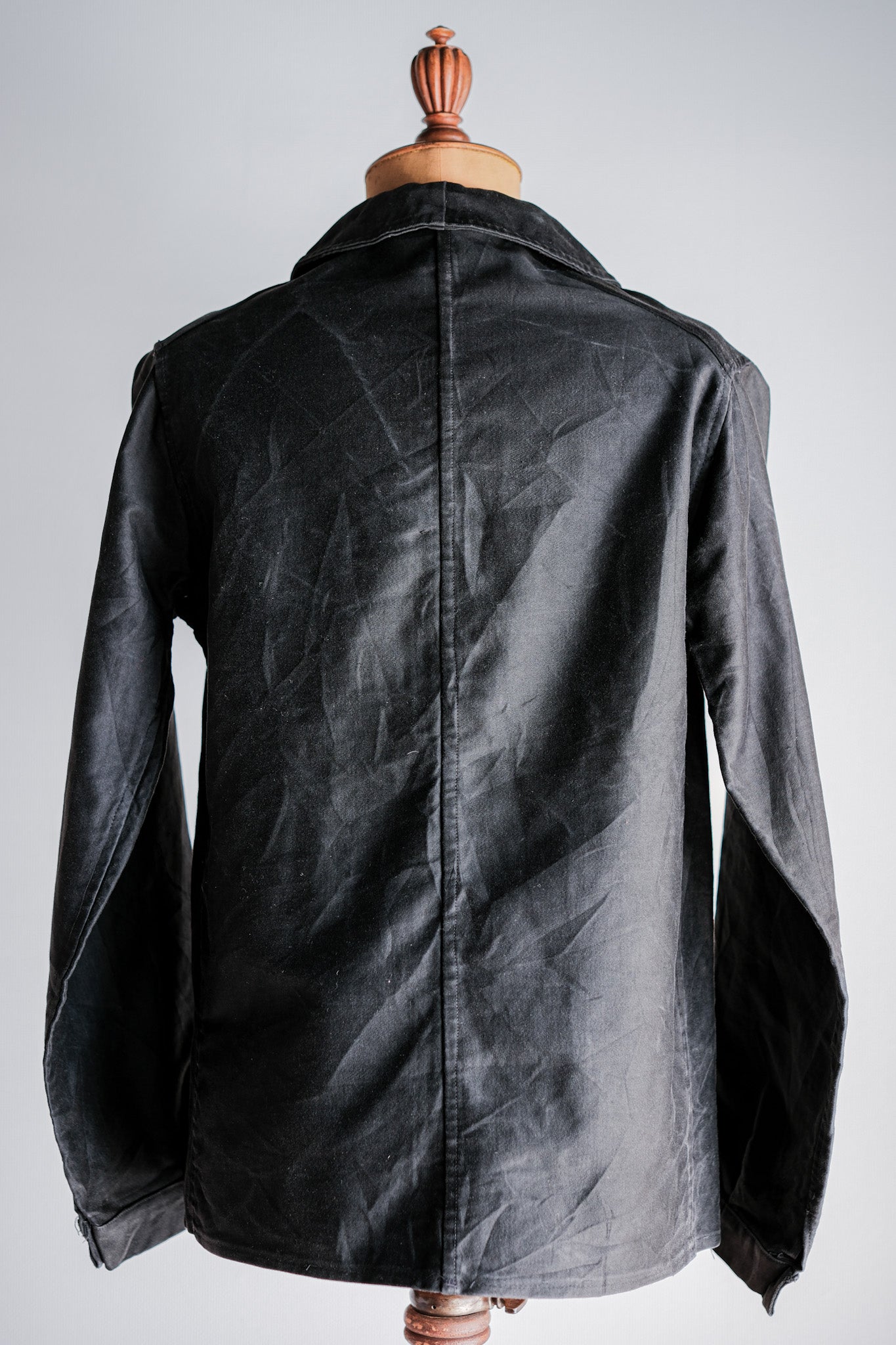[~ 30 '] 프랑스 빈티지 블랙 몰스킨 작업 재킷 "6 버튼"