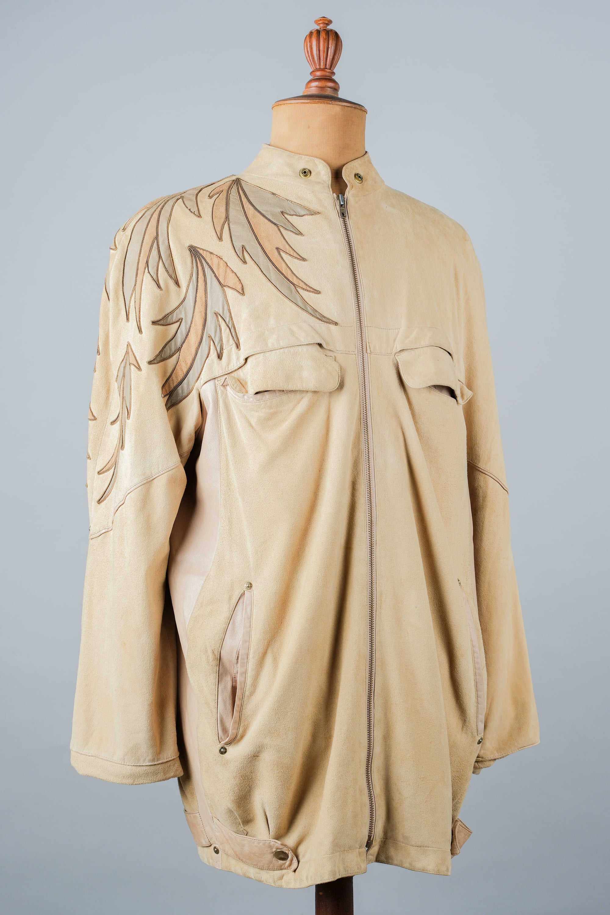 ［~80's］Old CLAUDE MONTANA Raglan Sleeve Zip Up Suede Leather Jacket
