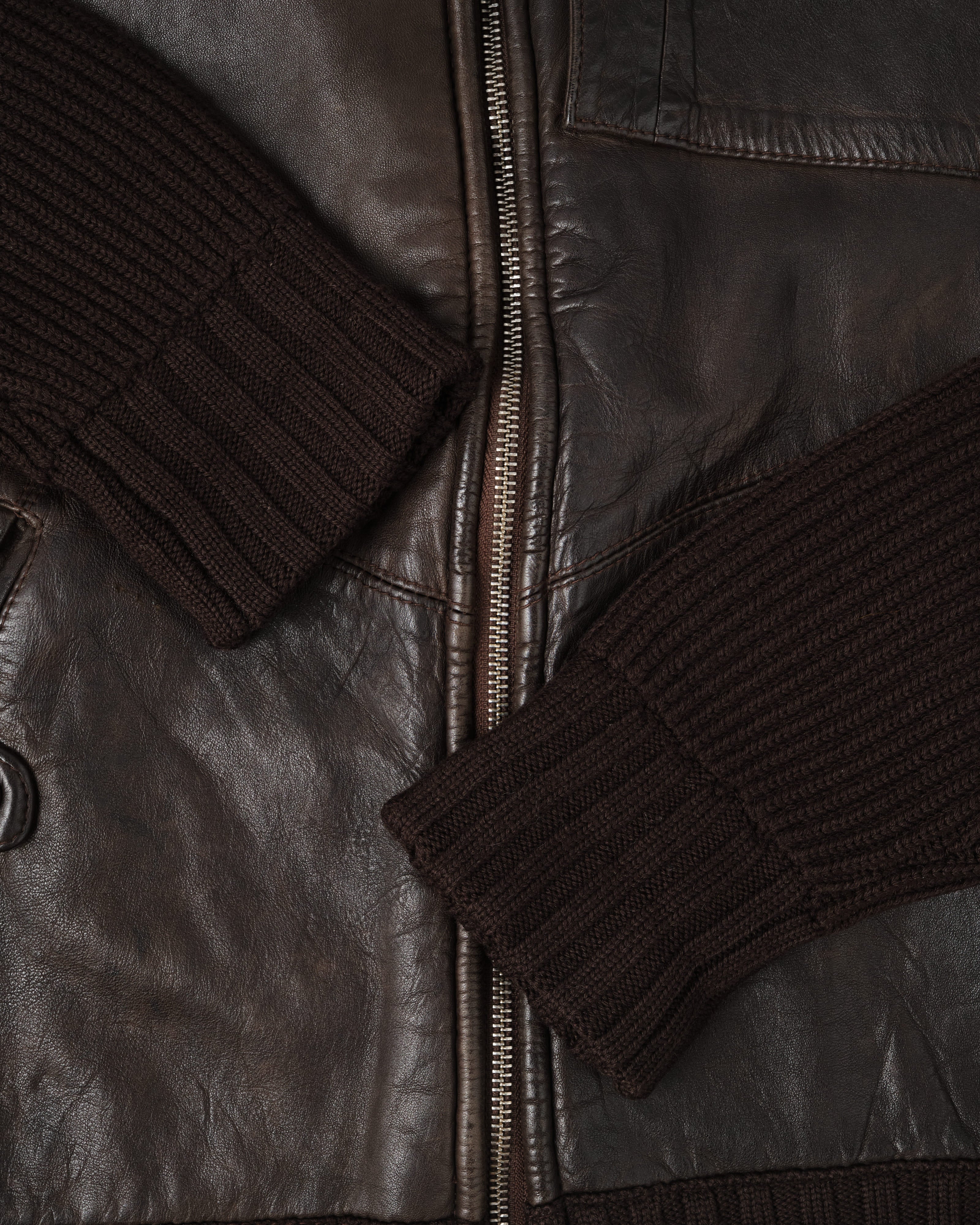[06AW] Old C.P. Company Switching Leather Wool Zip Up Jacket Size.50
