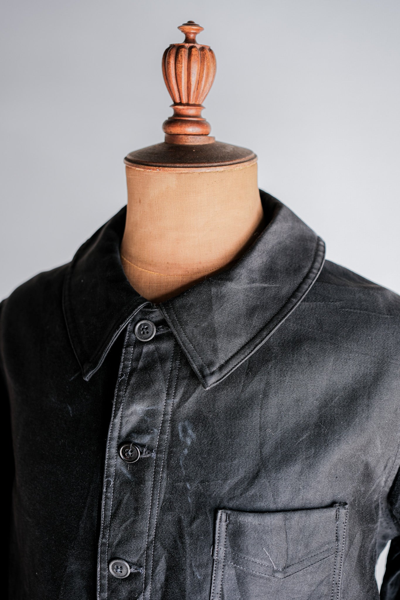 ［~30's］French Vintage Black Moleskin Work Jacket "6 Buttons"