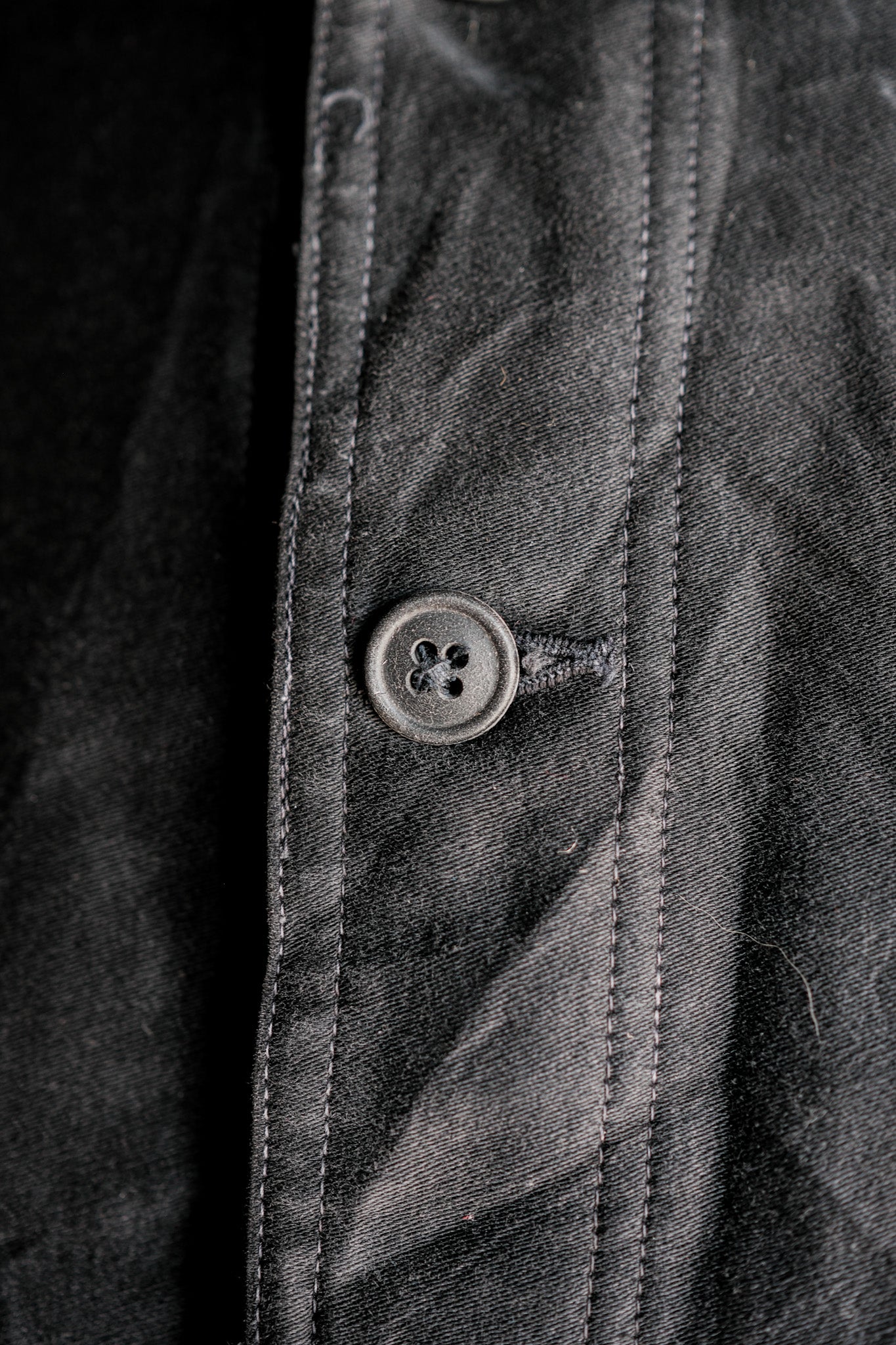 【~30's】French Vintage Black Moleskin Work Jacket "6 Buttons"