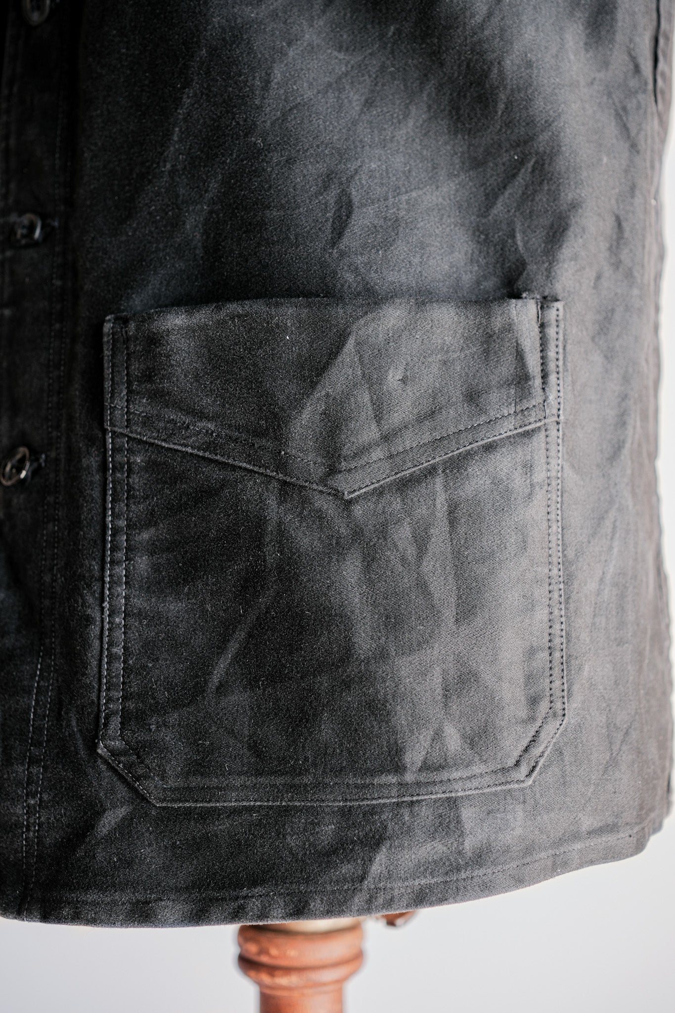 ［~30's］French Vintage Black Moleskin Work Jacket "6 Buttons"